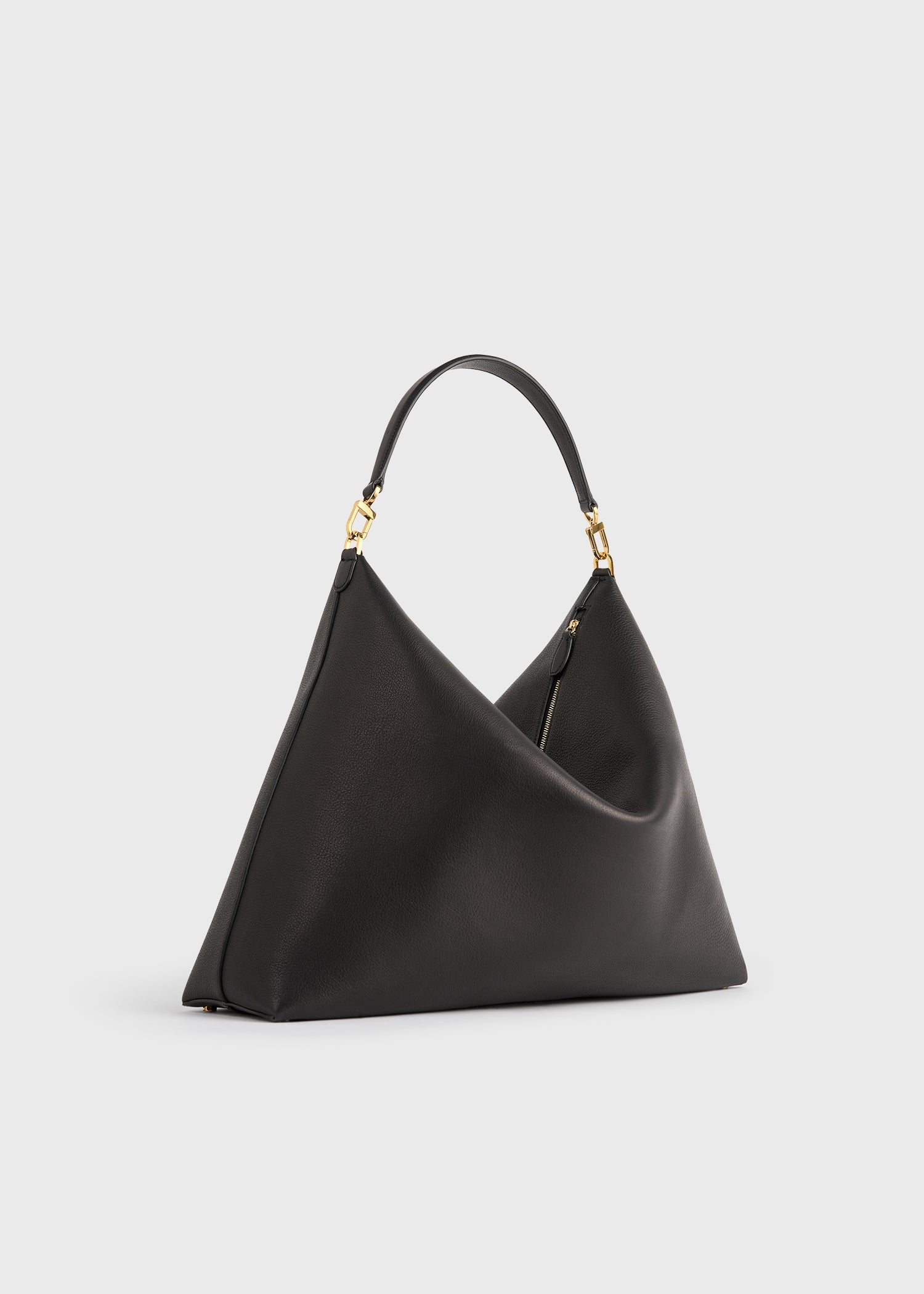 Bevel grained-leather bag black