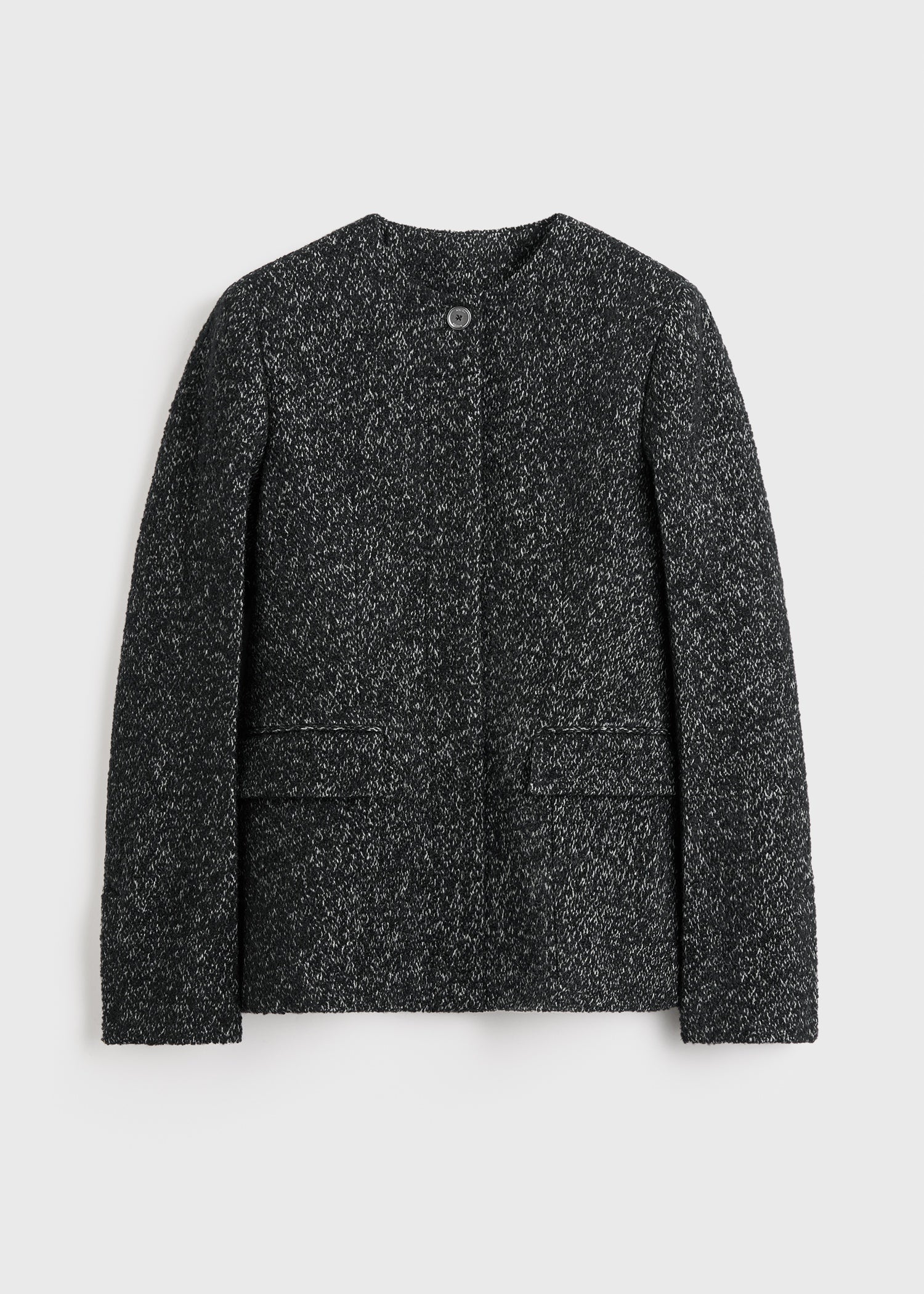 Collarless cinched jacket black/white