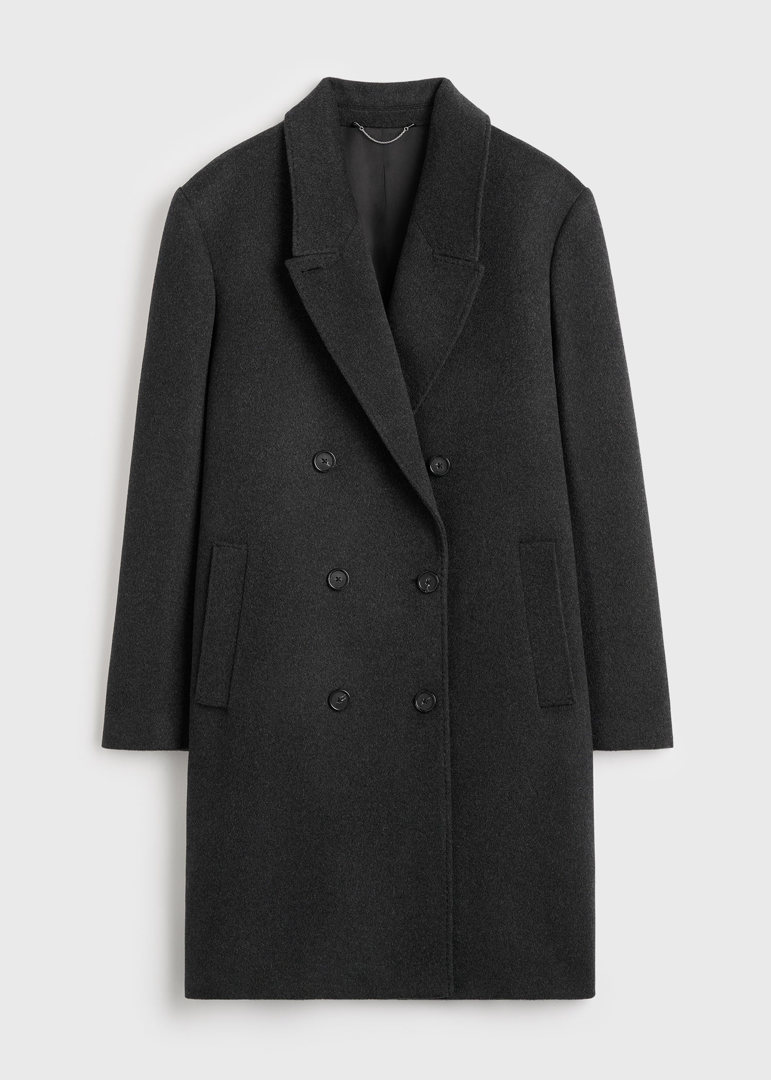 Double-breasted cashmere coat charcoal