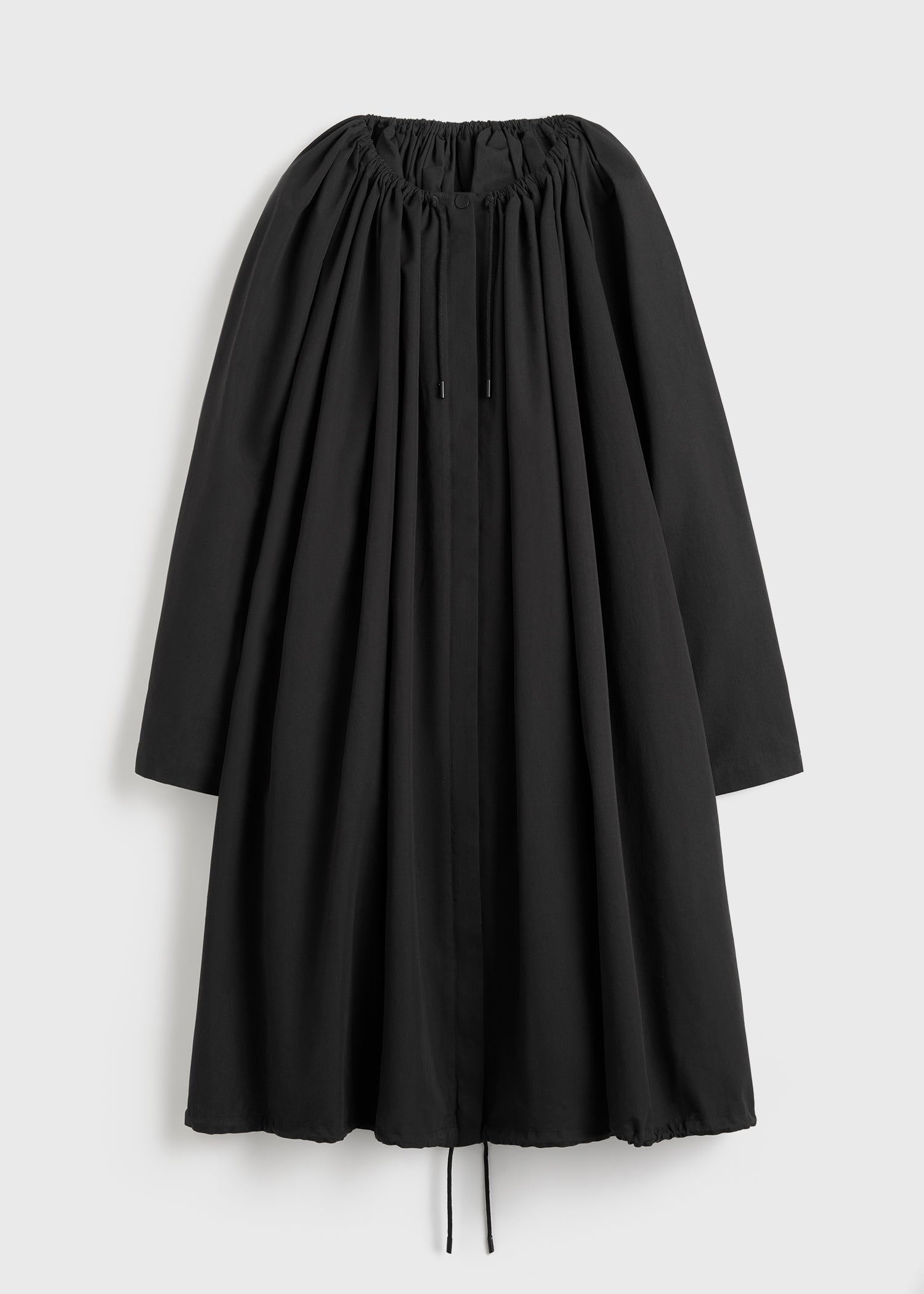 Gathered parachute coat black