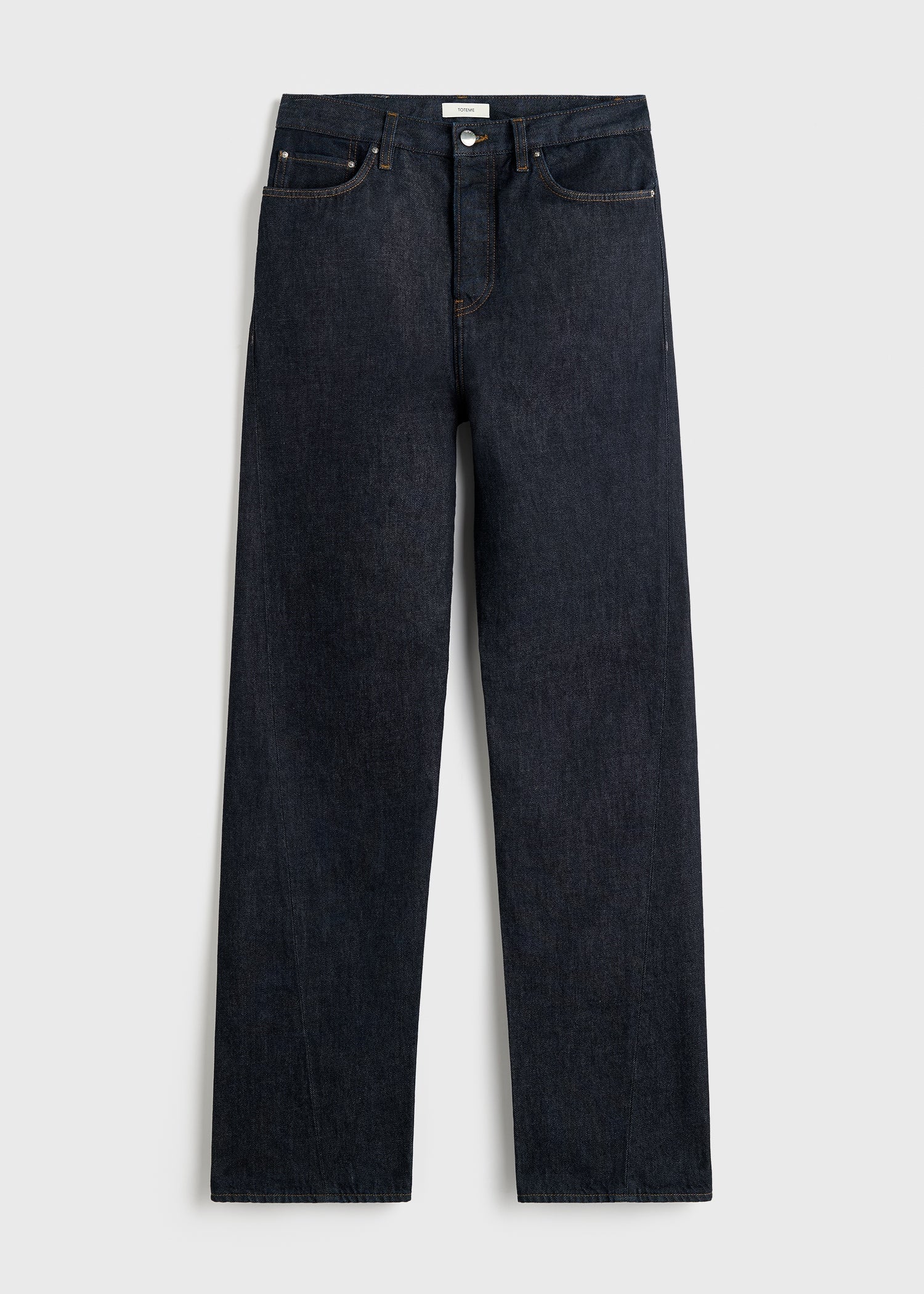 Twisted seam denim full length rinsed blue
