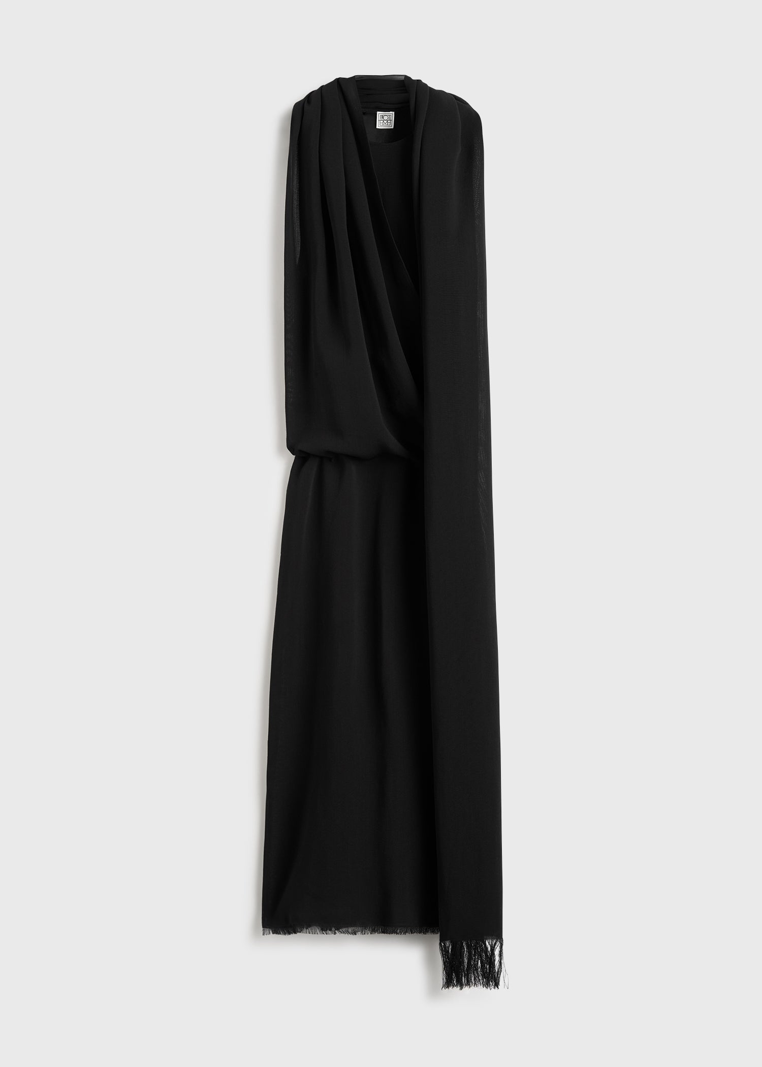 Fringed scarf dress black