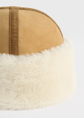 Shearling winter hat tan