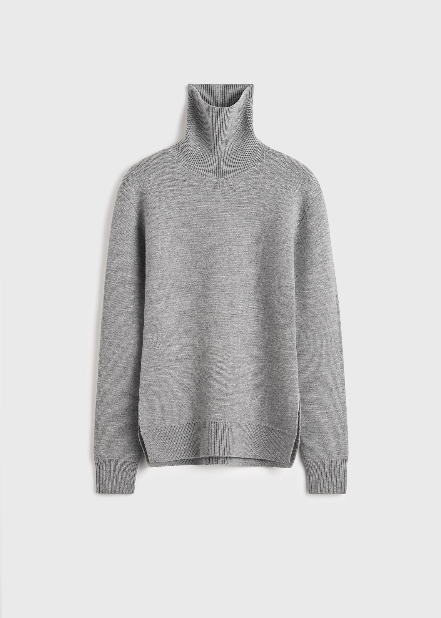 High-neck double knit pale grey