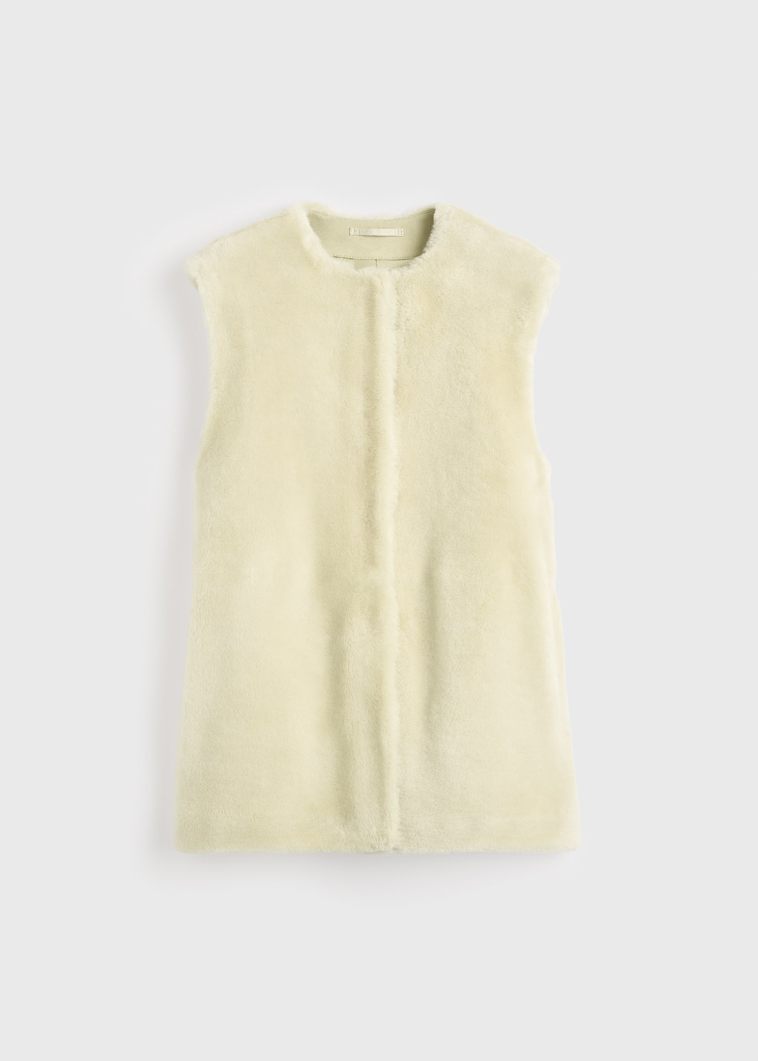 Plush shearling vest ecru