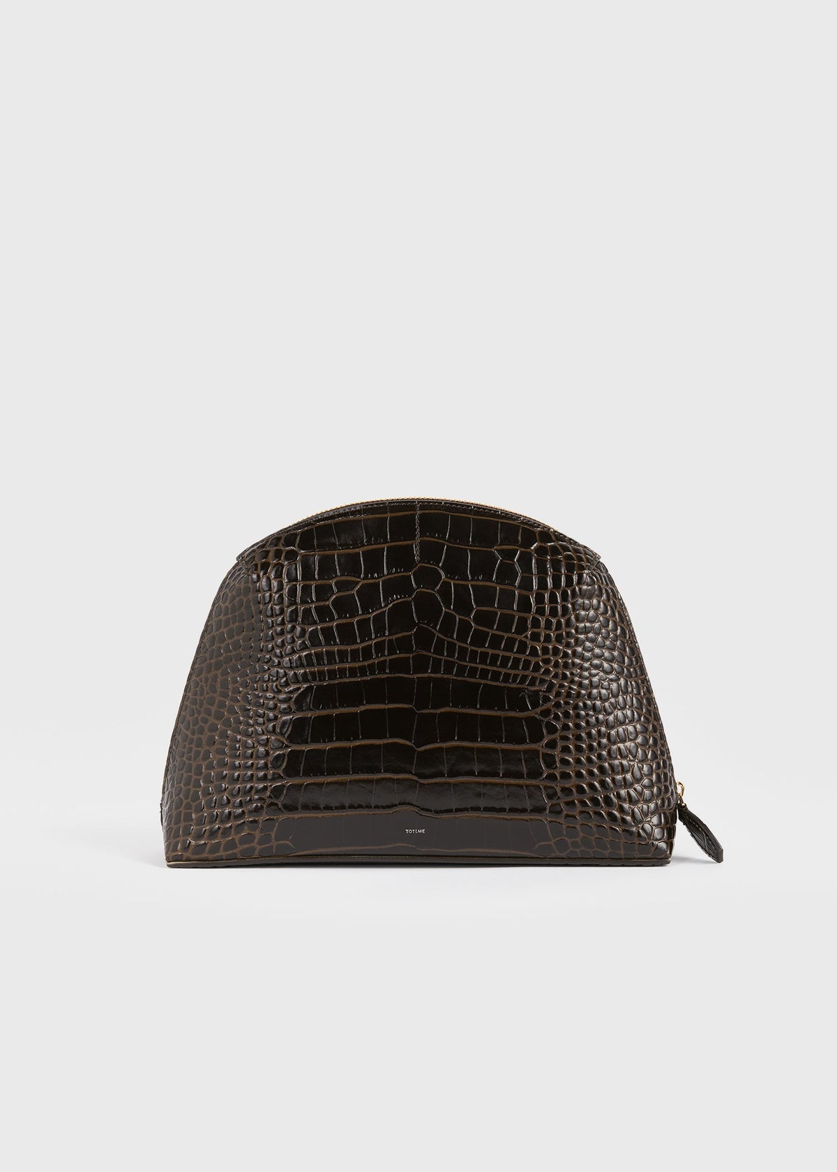 Medium croco-embossed day pouch dark brown