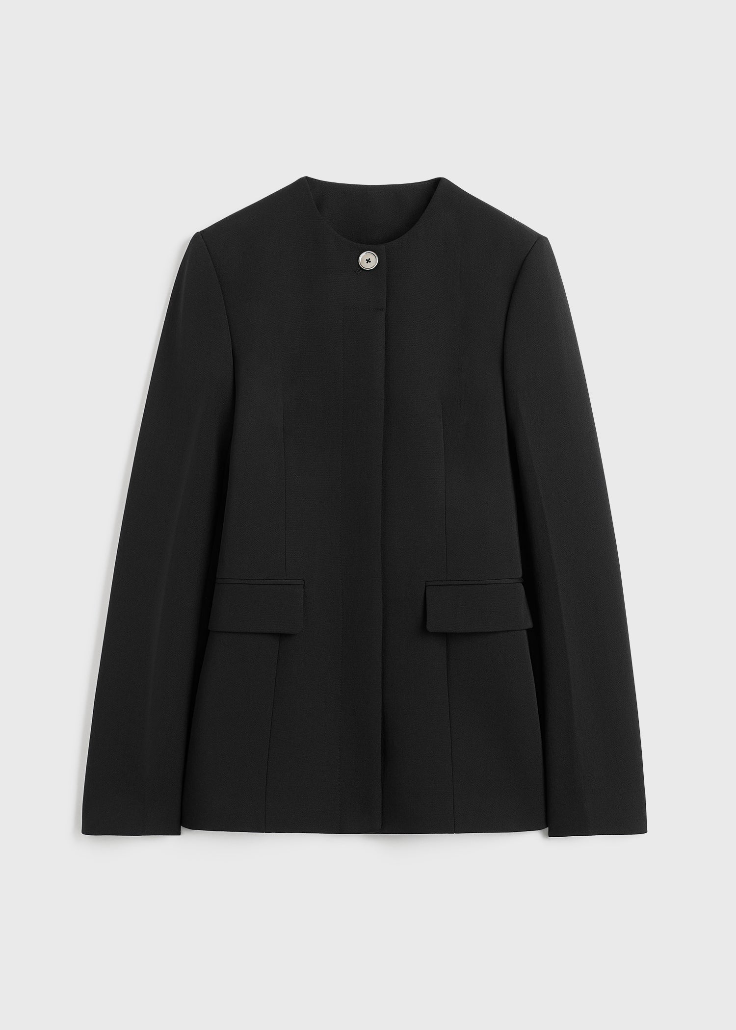 Collarless evening jacket black petite