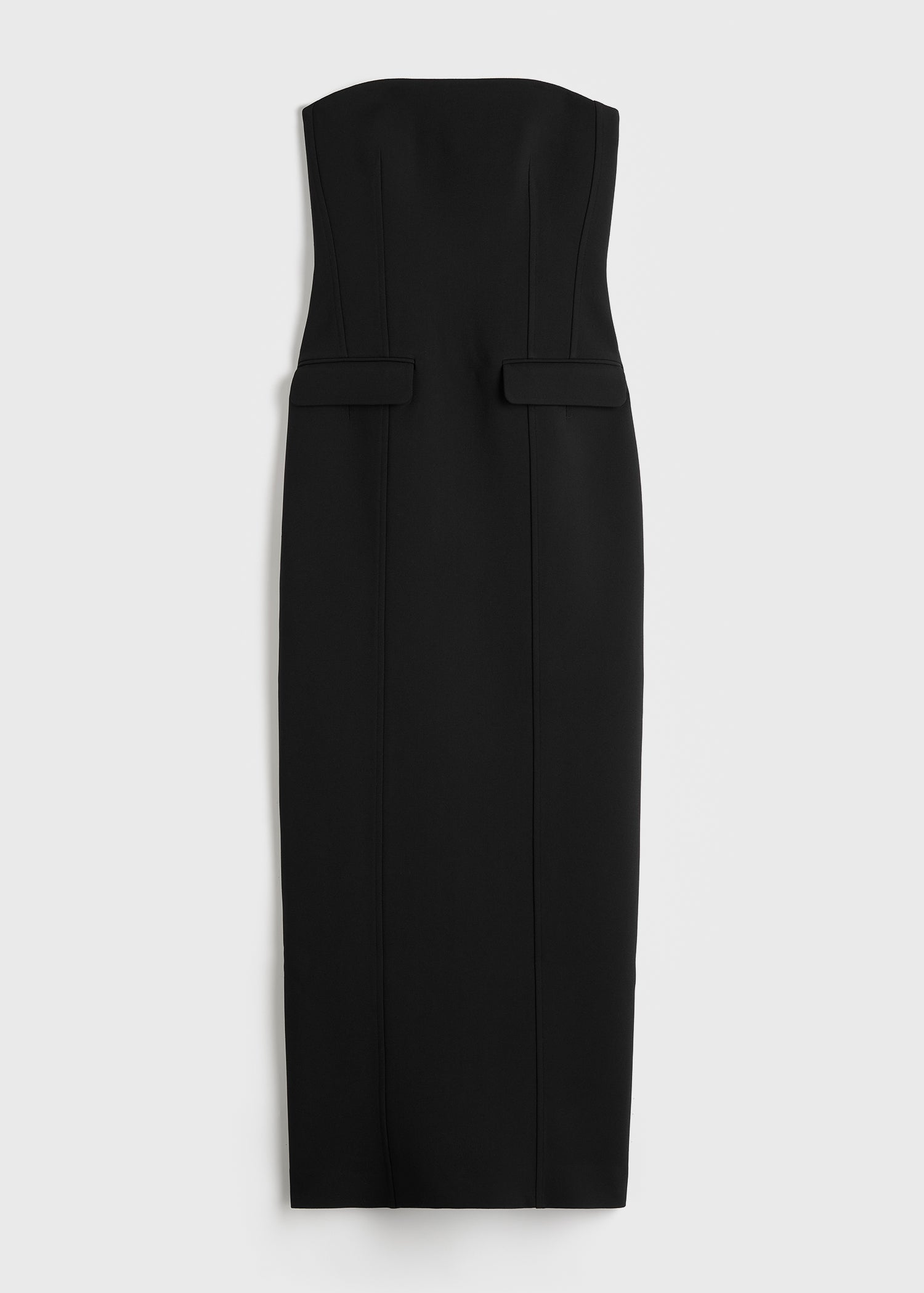 Strapless pocket dress black