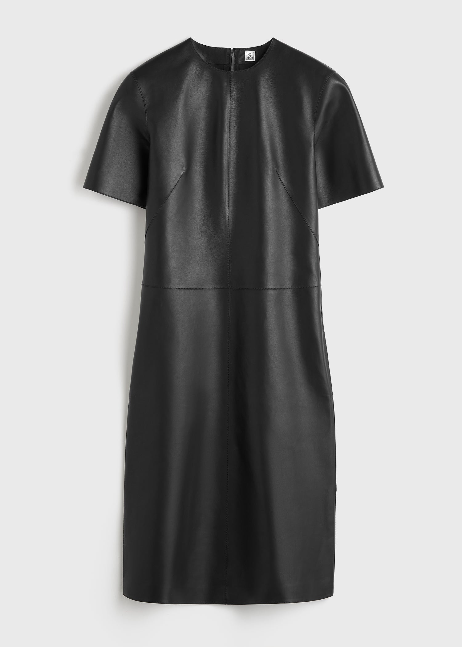 Leather tee dress black petite