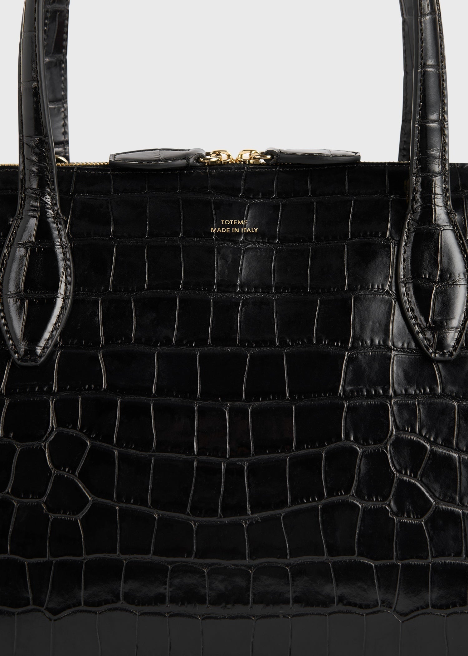 Medium croco-embossed day tote black