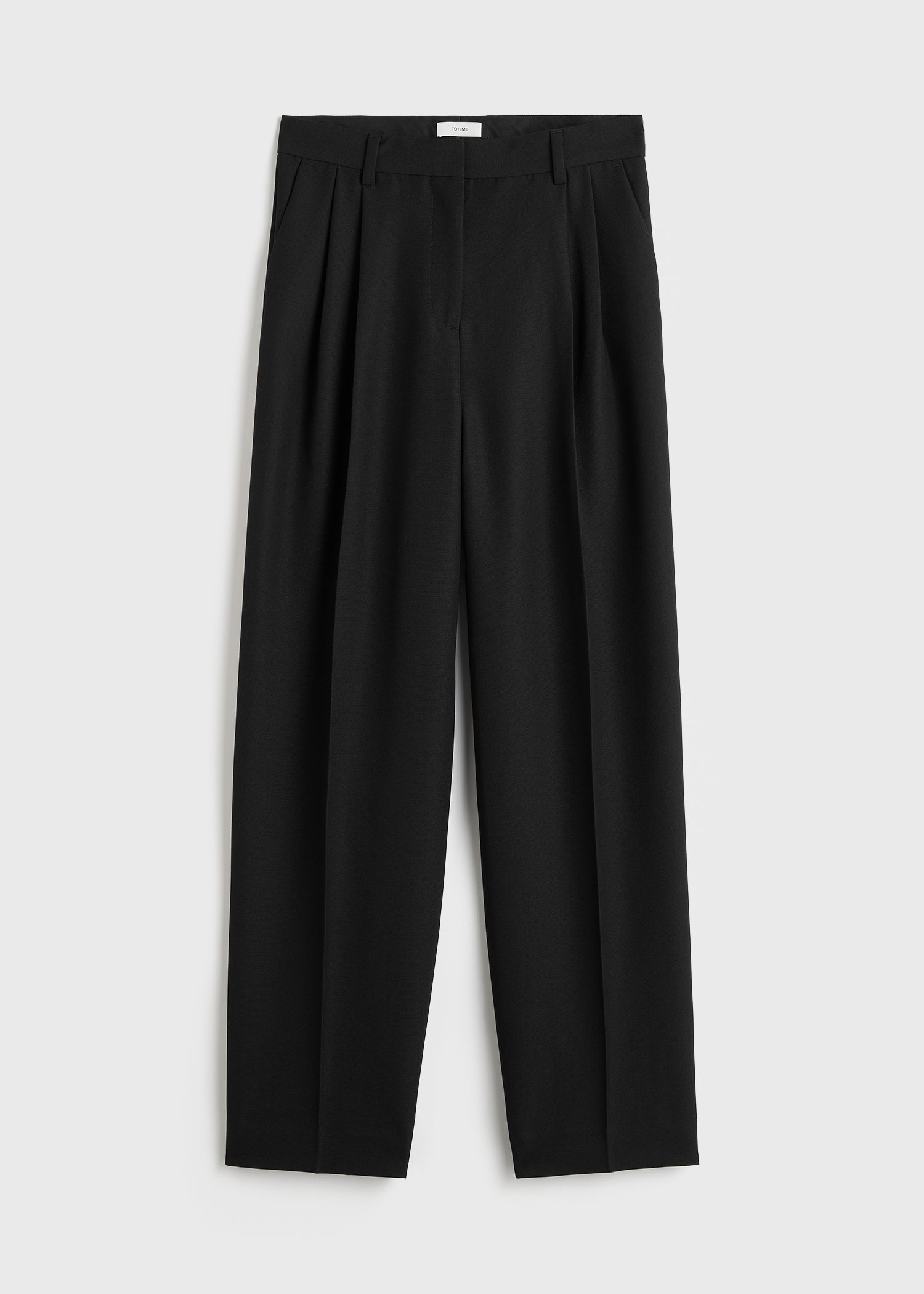 Double-pleat tailored trousers black