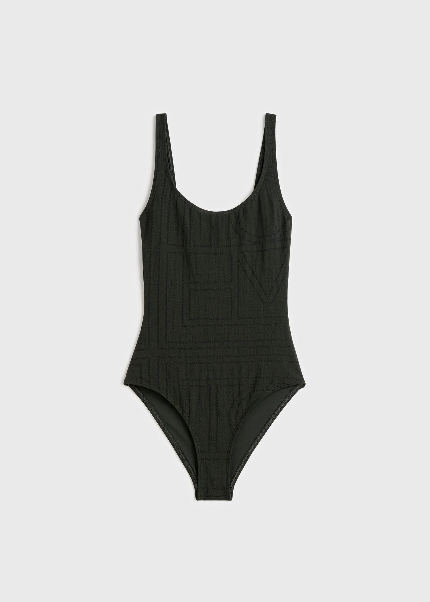 Monogram pointelle swimsuit dark green