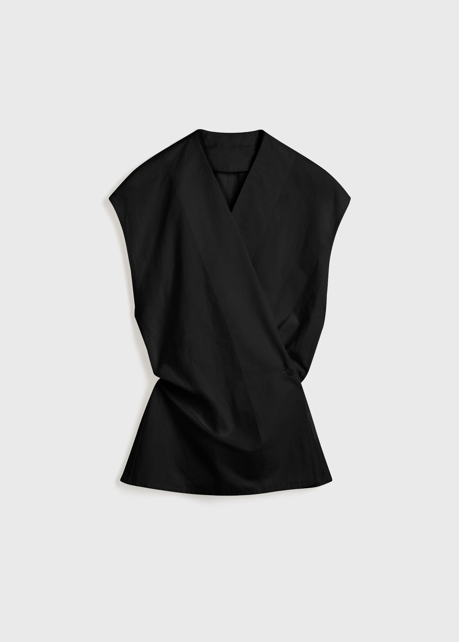 Short-sleeve wrap blouse black