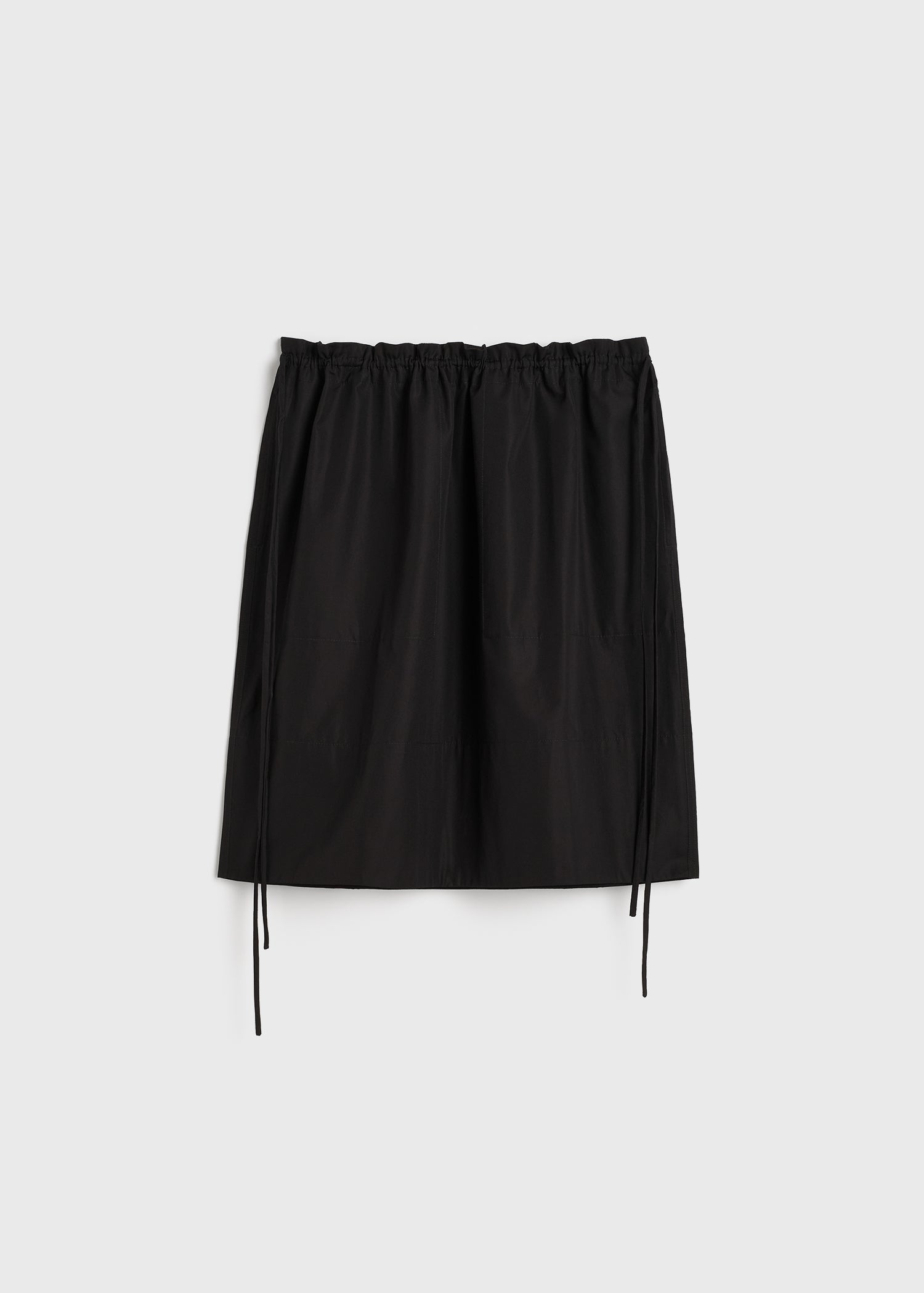 Drawstring poplin mini skirt black