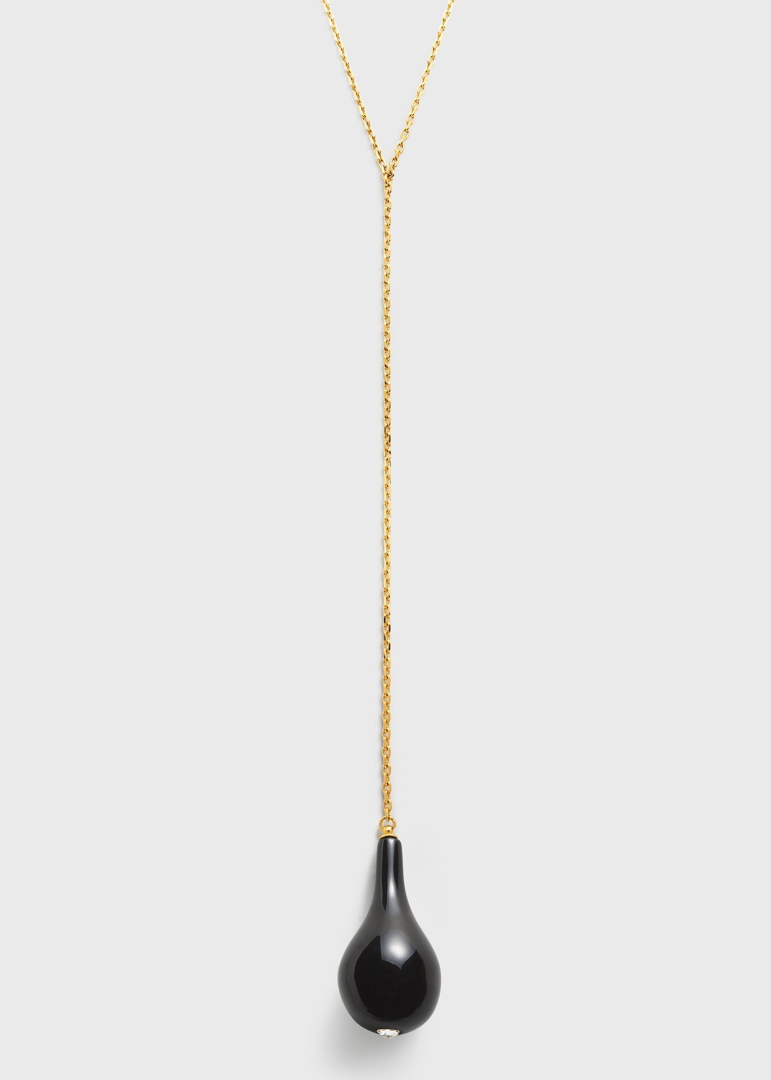 Large onyx drop necklace black/gold