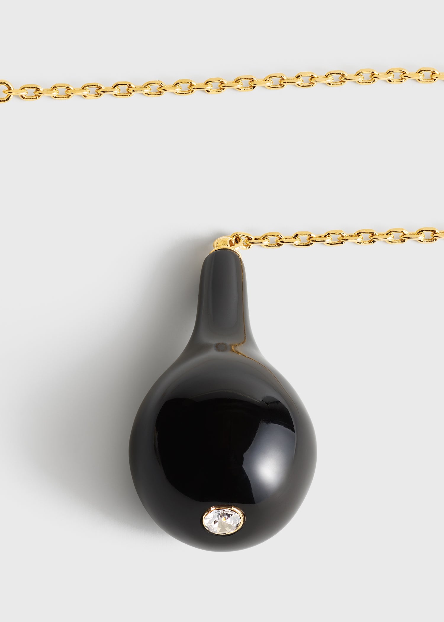 Large onyx drop necklace black/gold