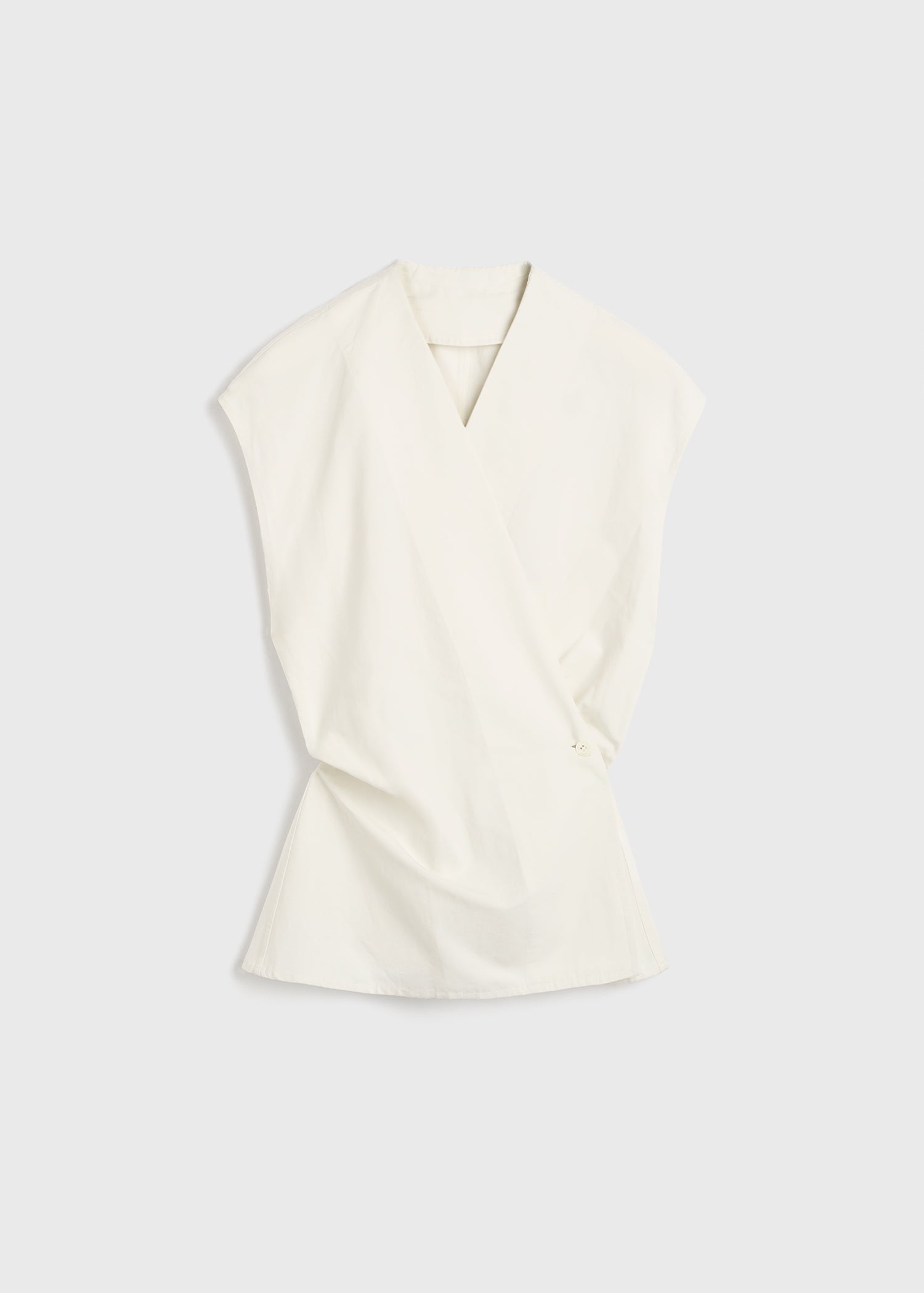 Short-sleeve wrap blouse off-white