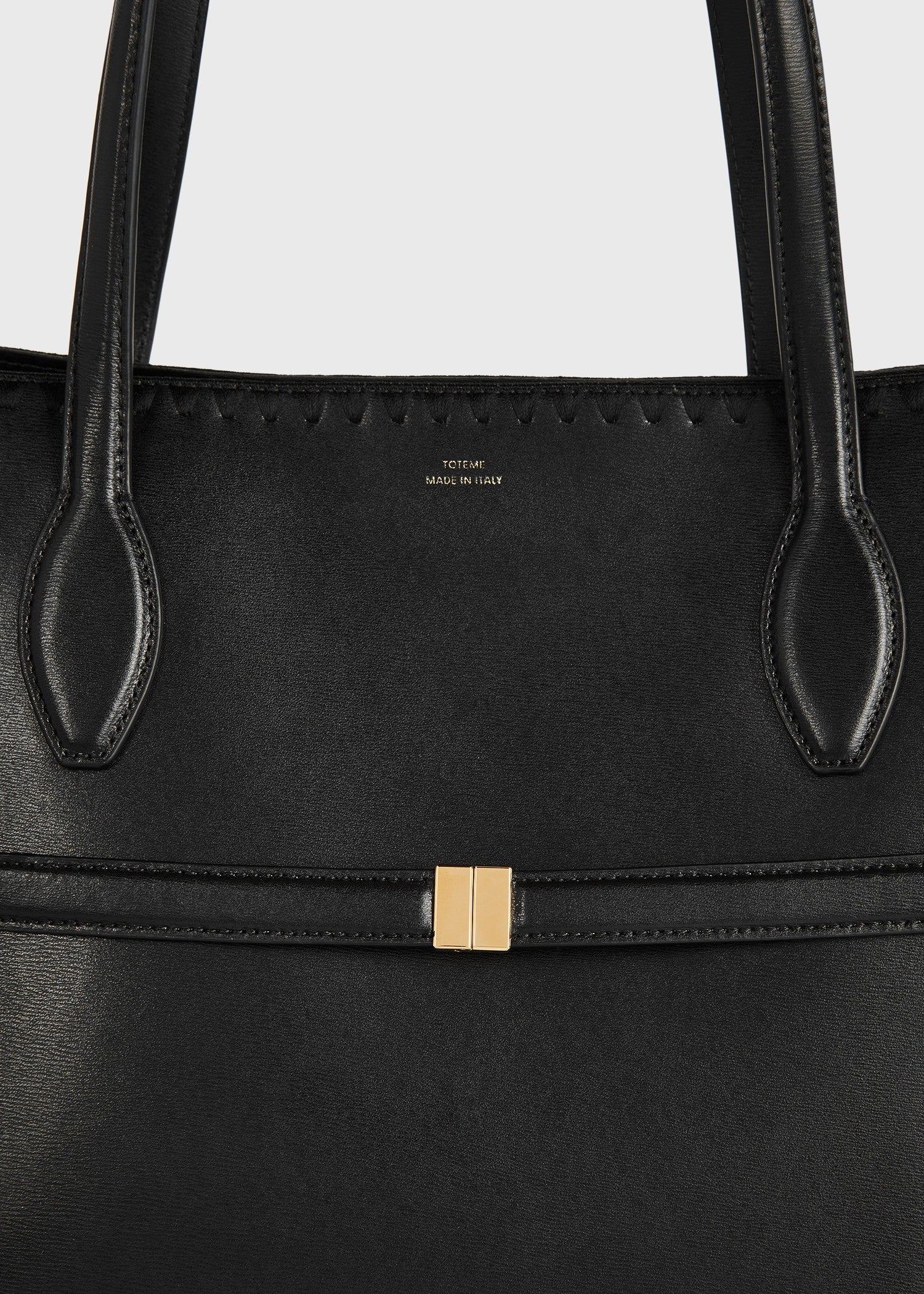 Embroidered leather lounge tote black