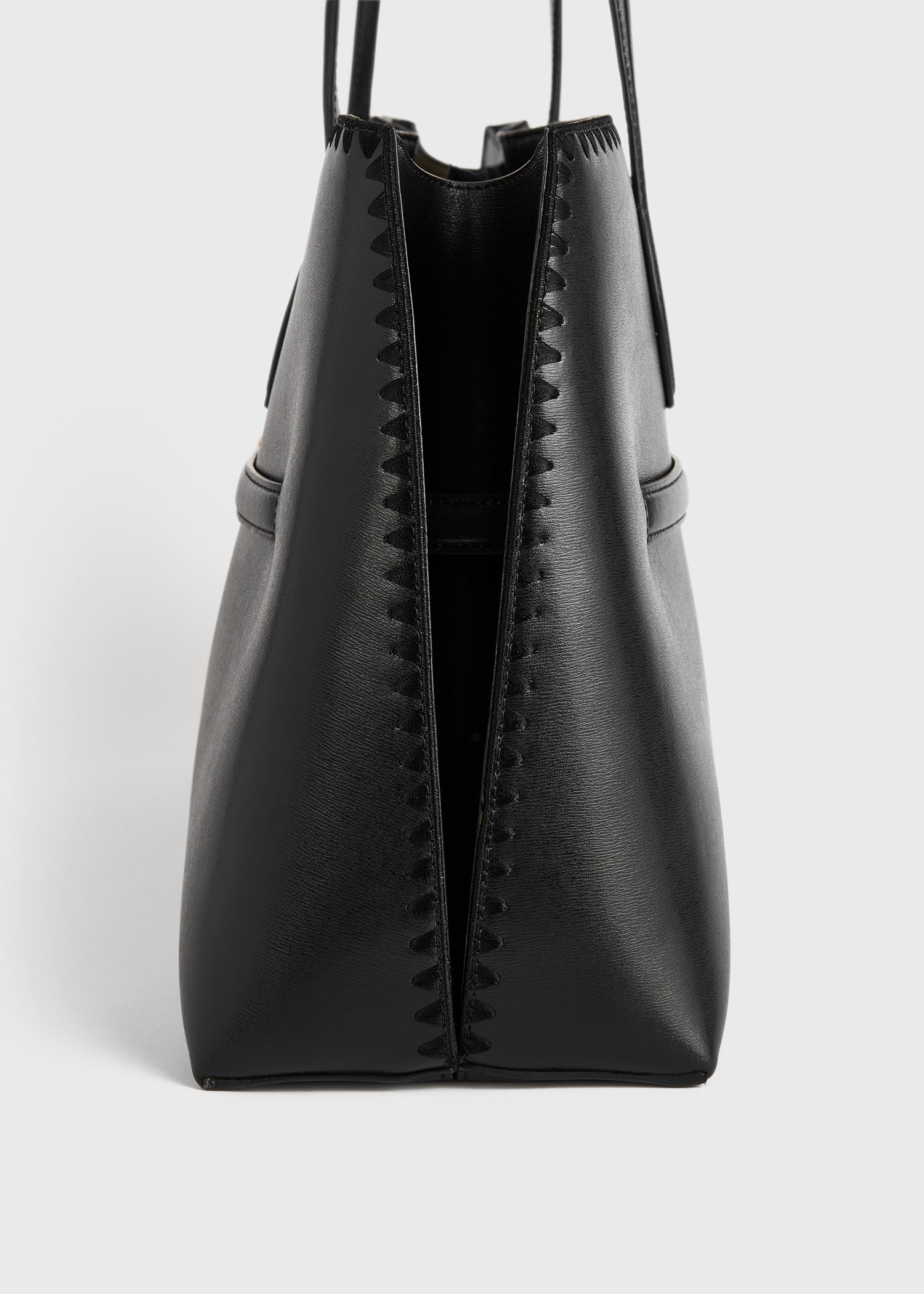 Embroidered leather lounge tote black