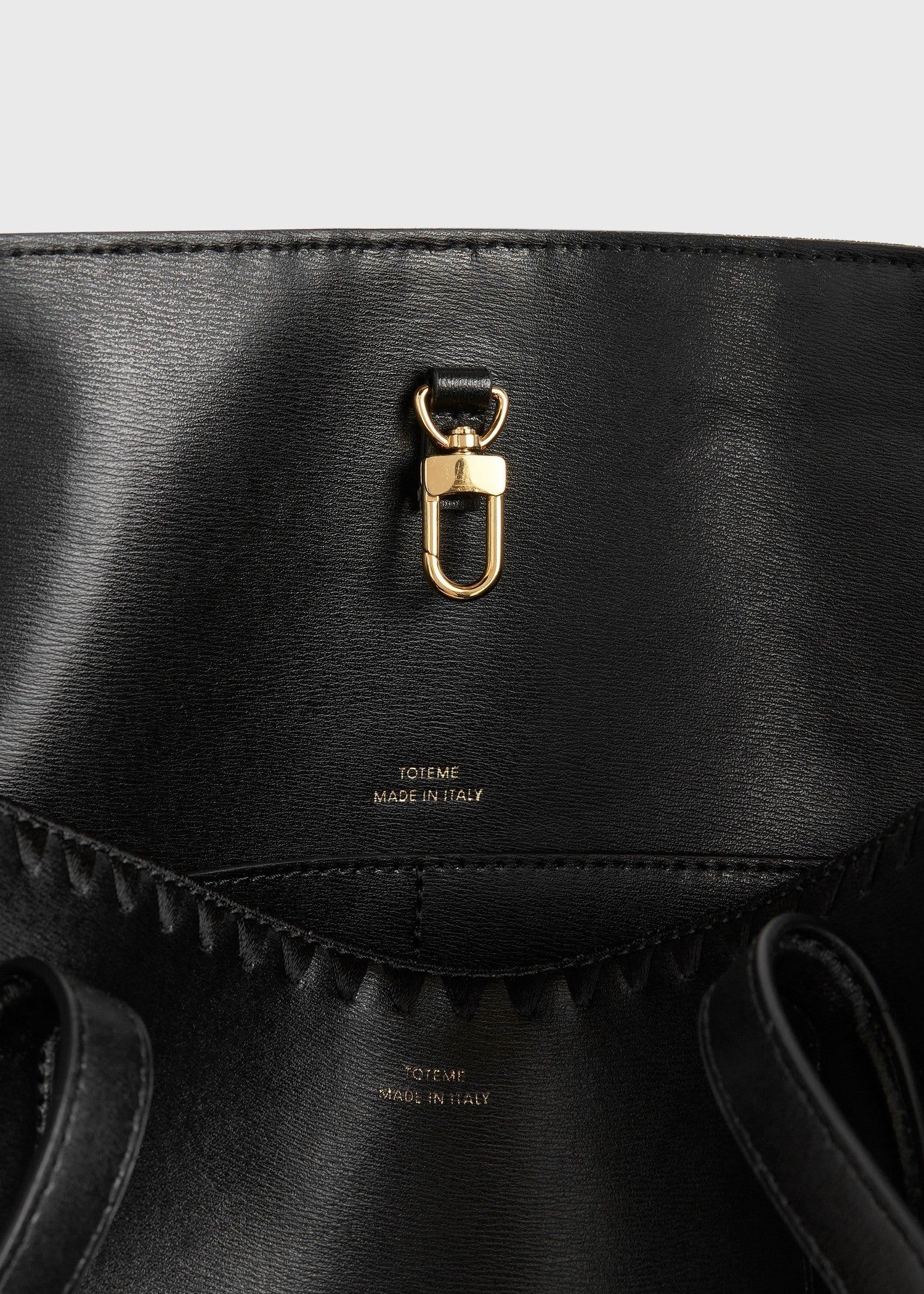 Embroidered leather lounge tote black
