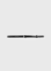 Thin croco-embossed belt black