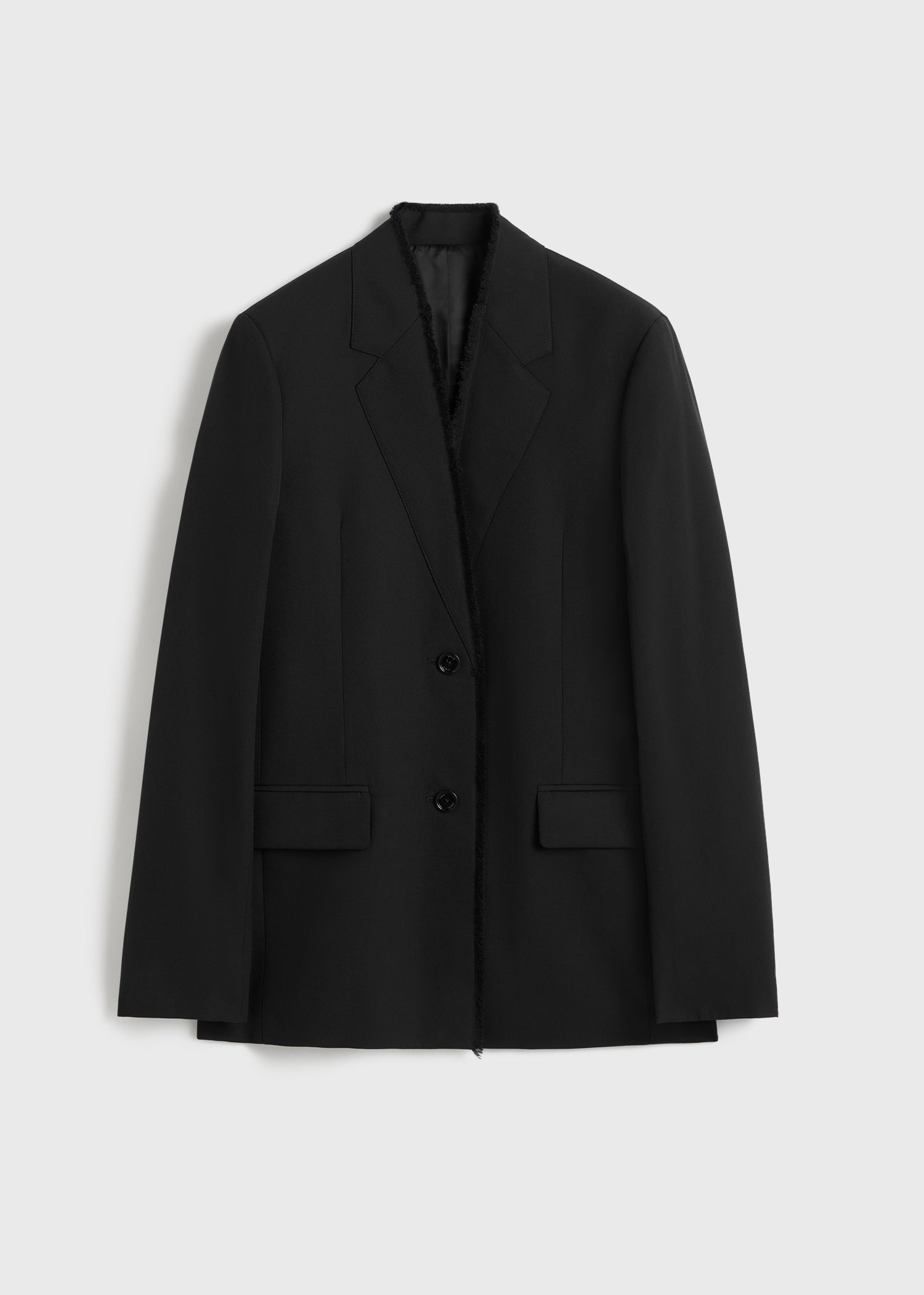 Raw lapel jacket black