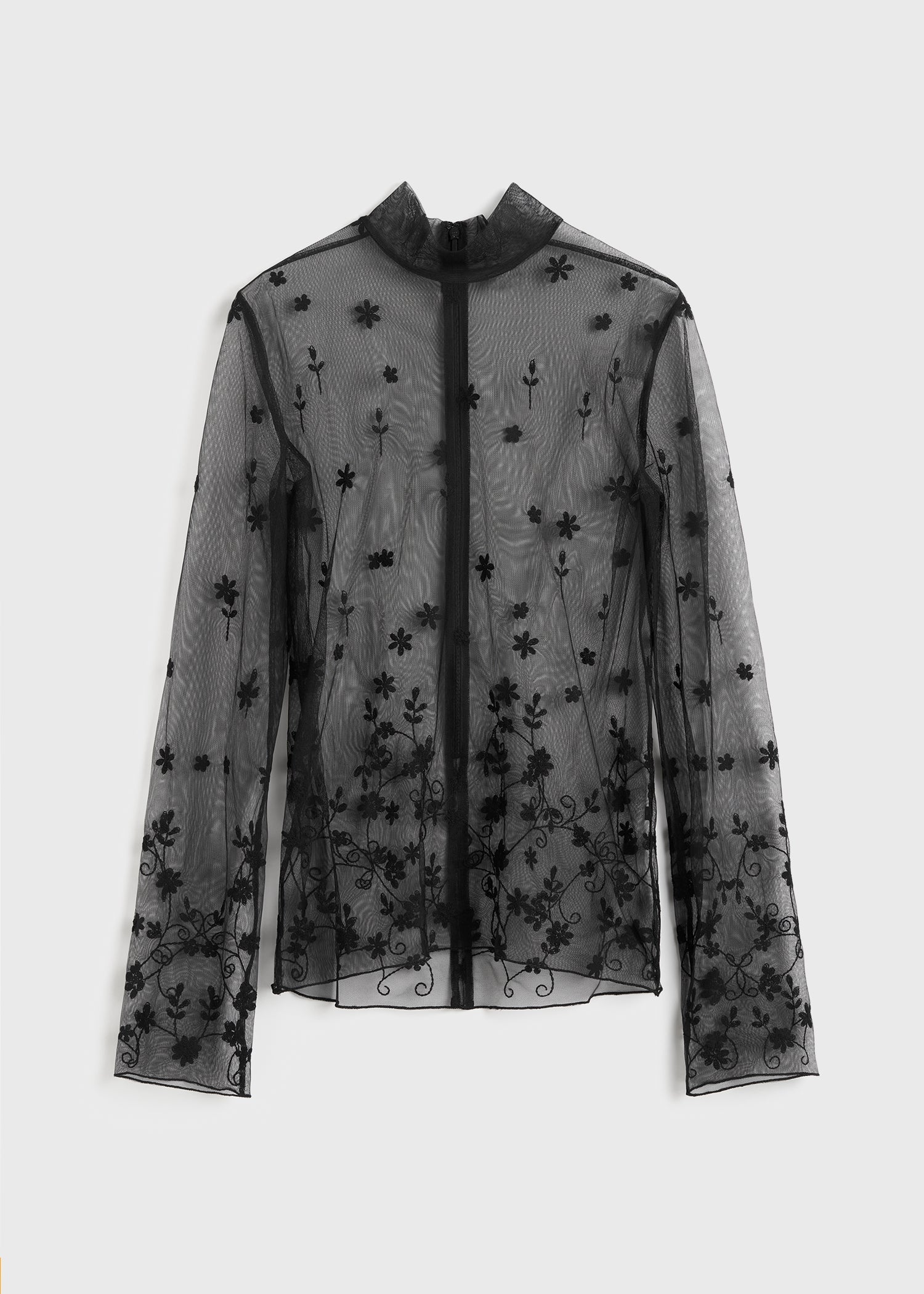 Floral tulle blouse black