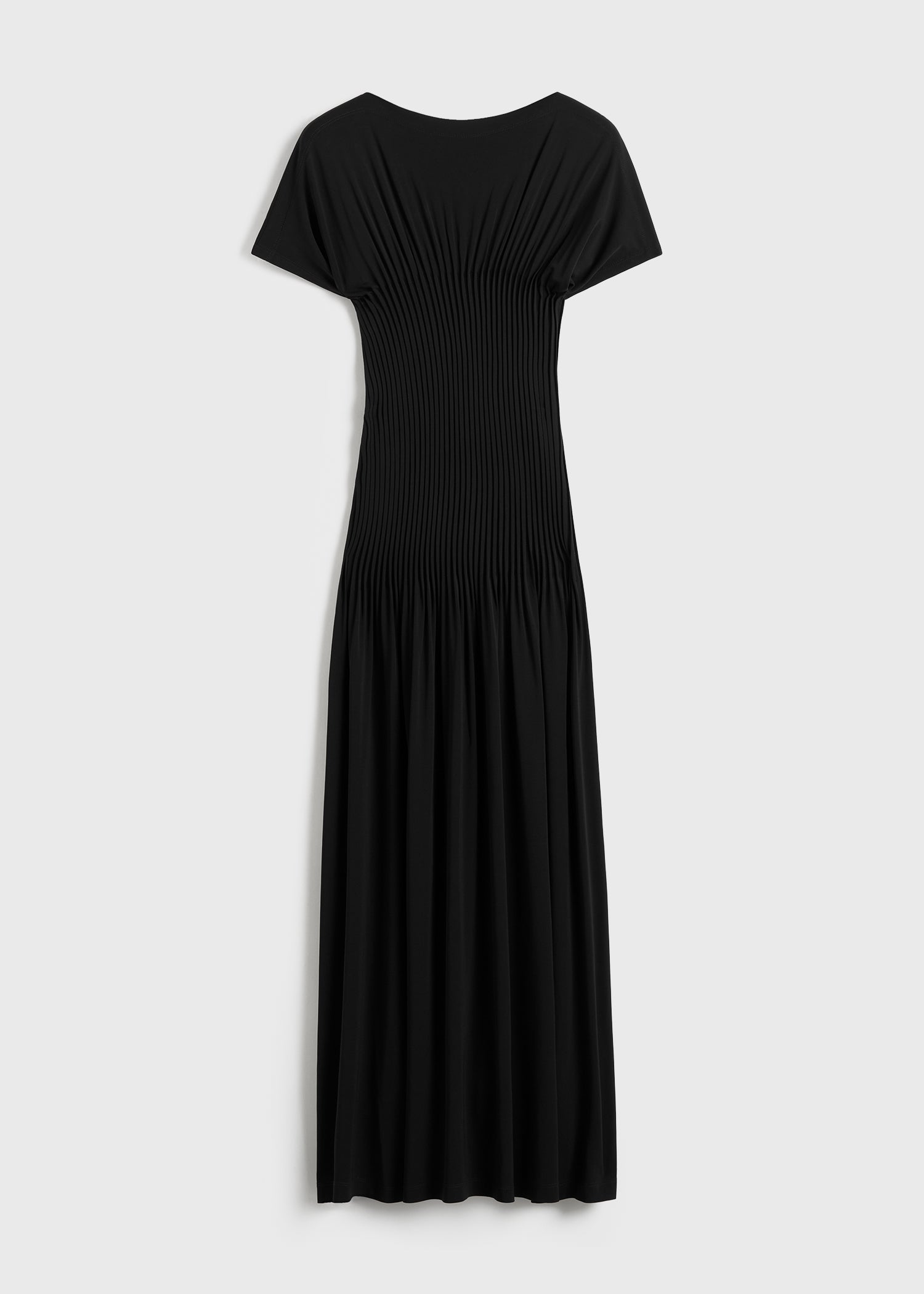 Knife-pleated jersey dress black