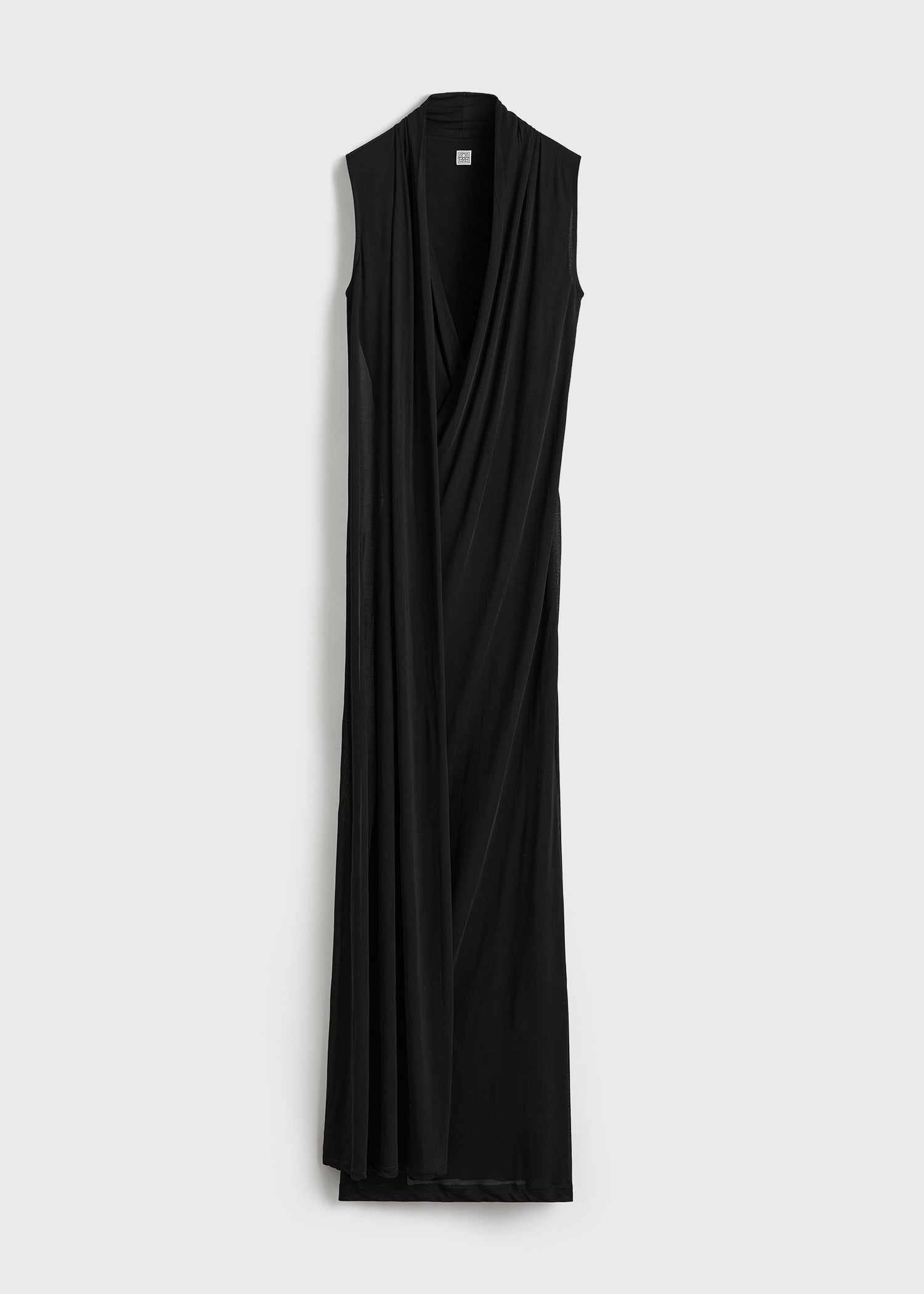 Overlapped scarf dress black