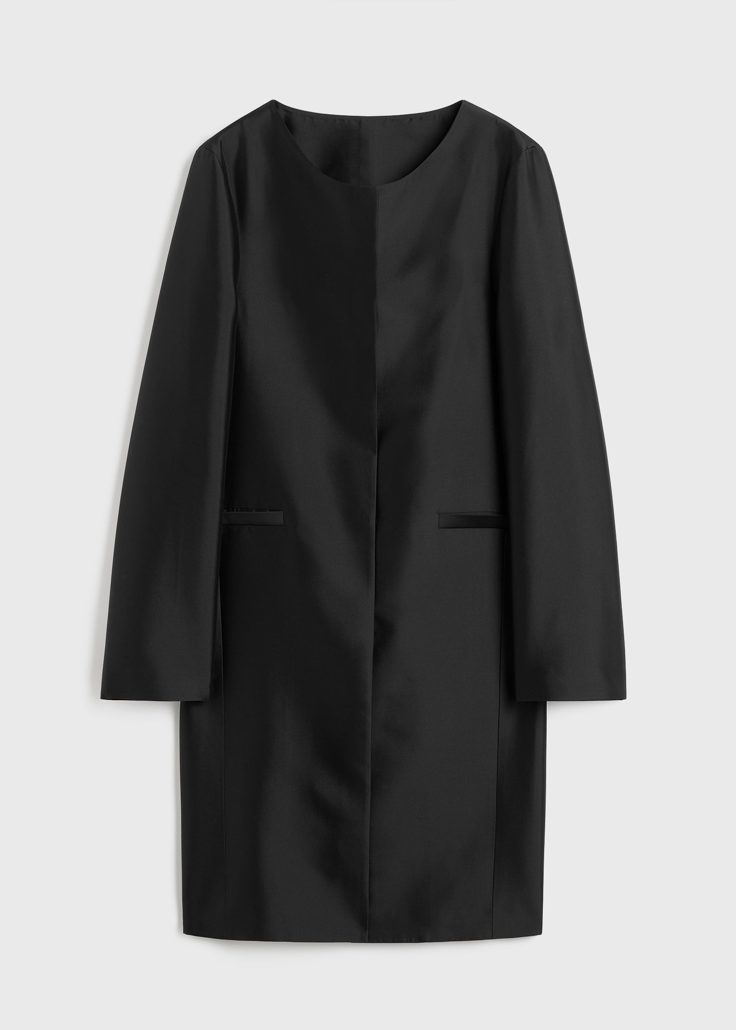Collarless coat black