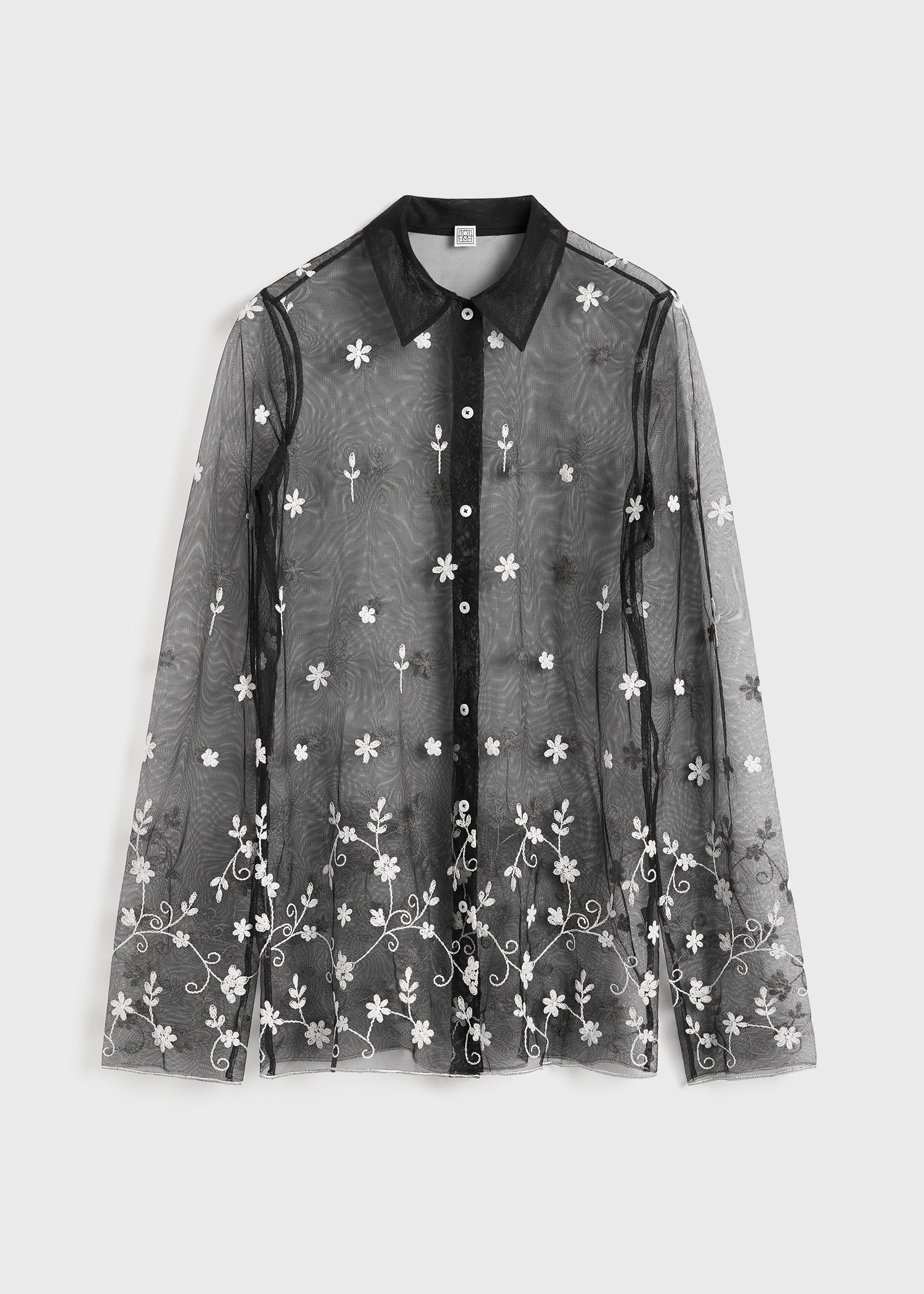 Floral tulle shirt black/white