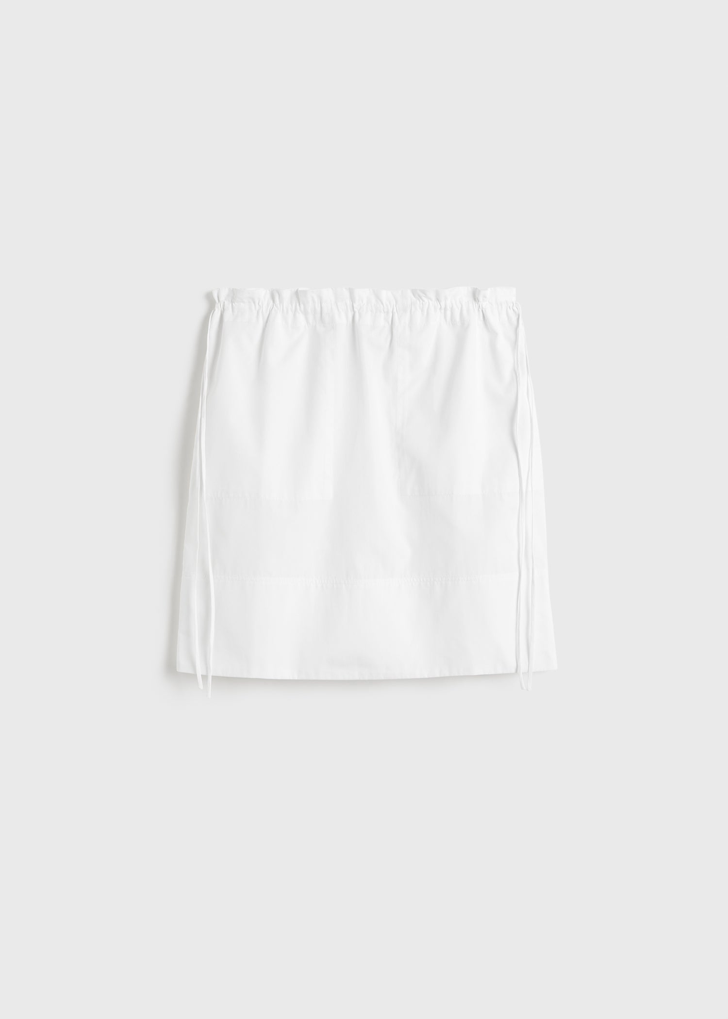 Drawstring poplin mini skirt white
