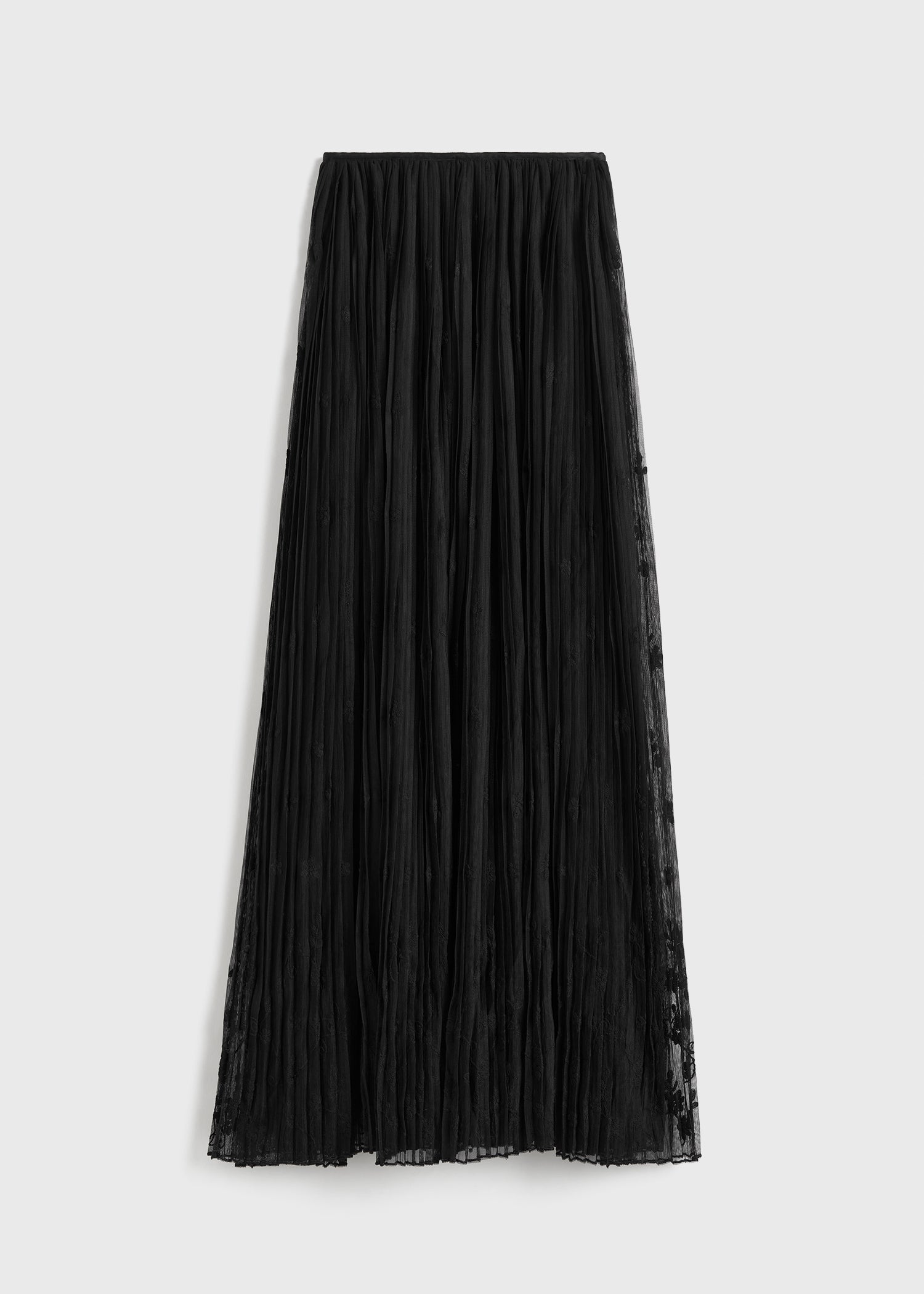Floral tulle skirt black