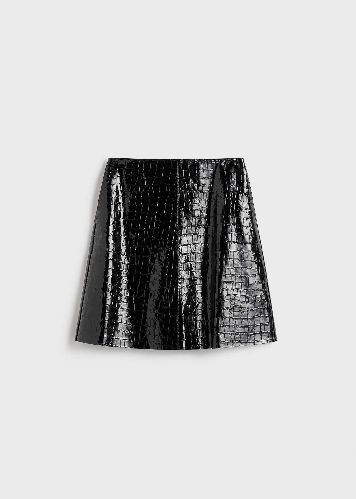 Croco-embossed skirt black