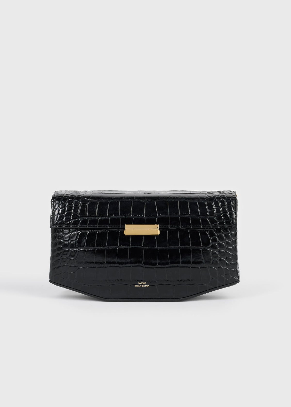 Clip croco-embossed clutch black