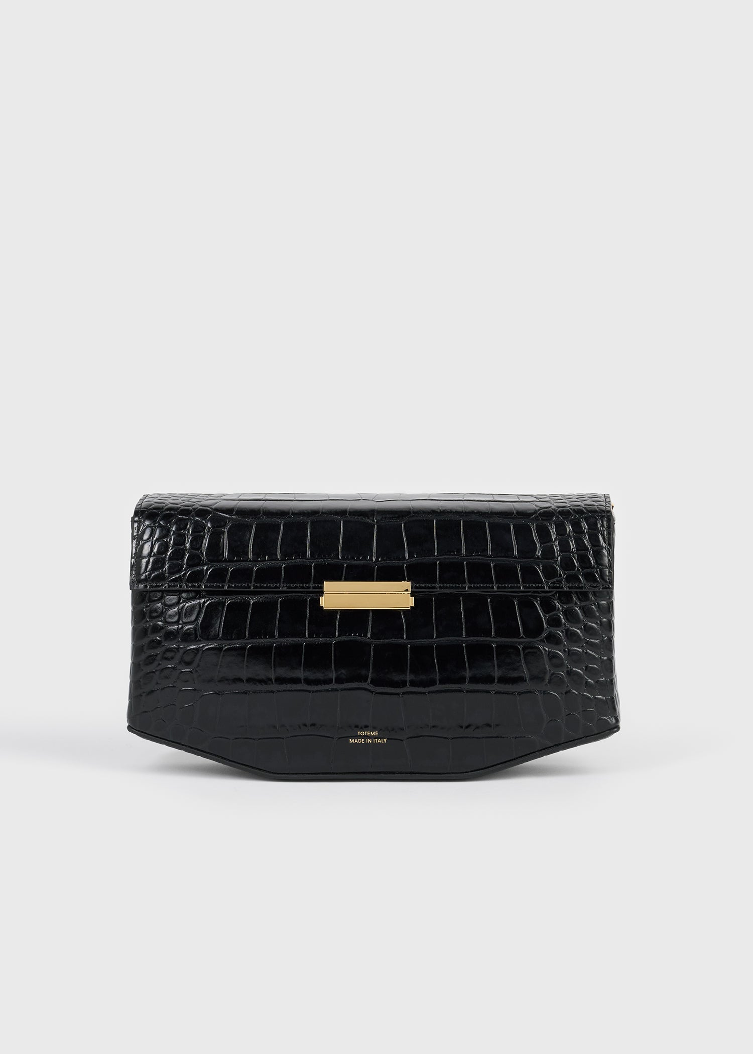 Clip croco-embossed clutch black