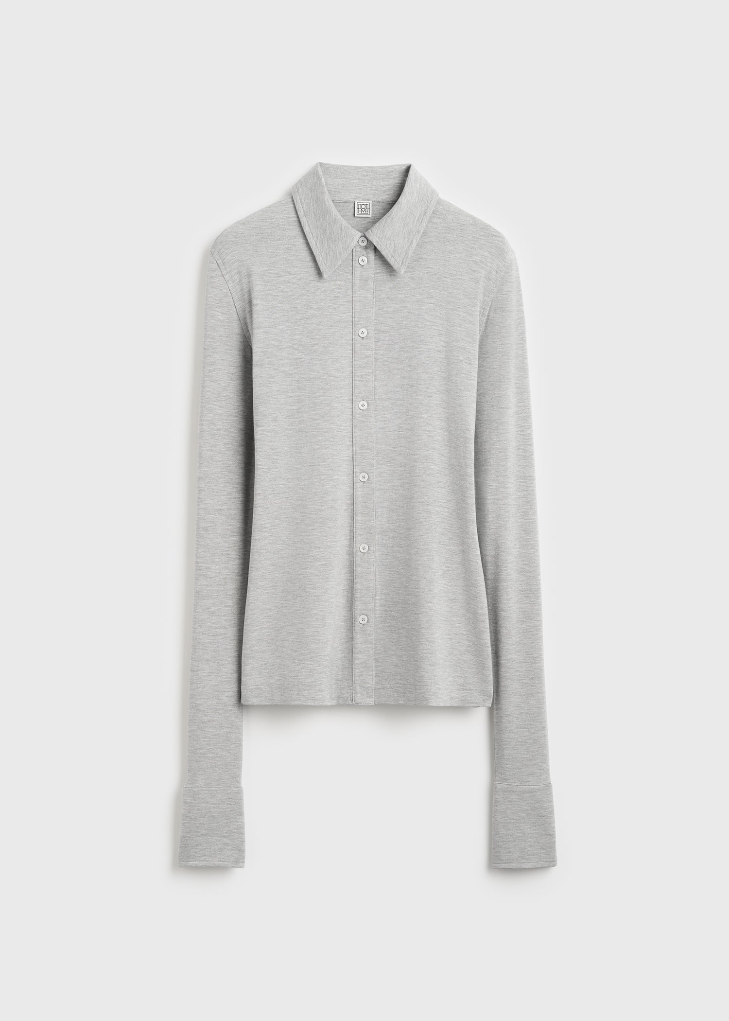 Fitted jersey shirt pale grey mélange