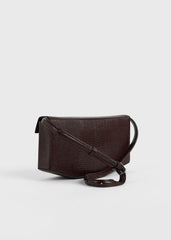 Clip lizard-embossed clutch brown
