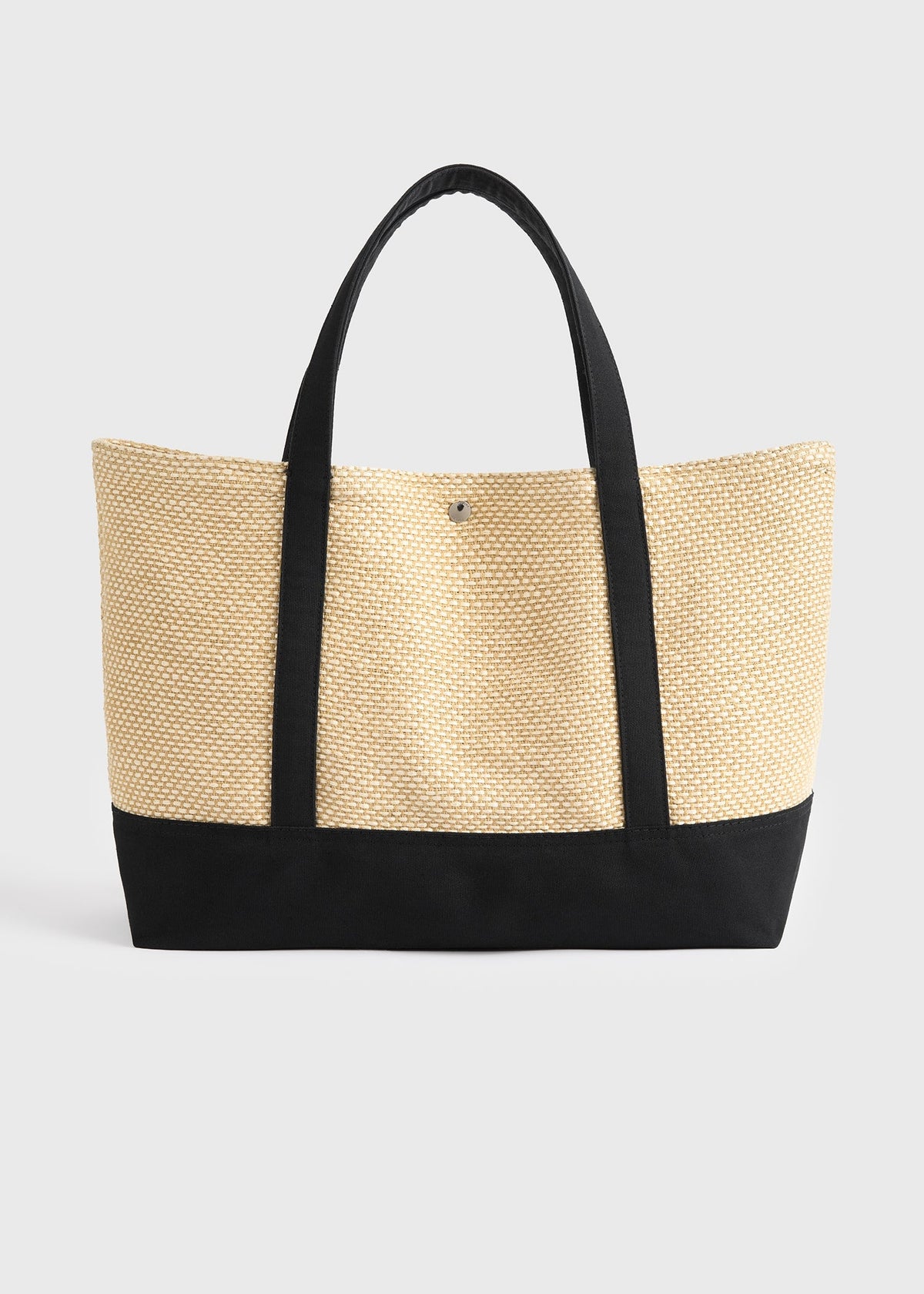 Woven beach tote black/ecru