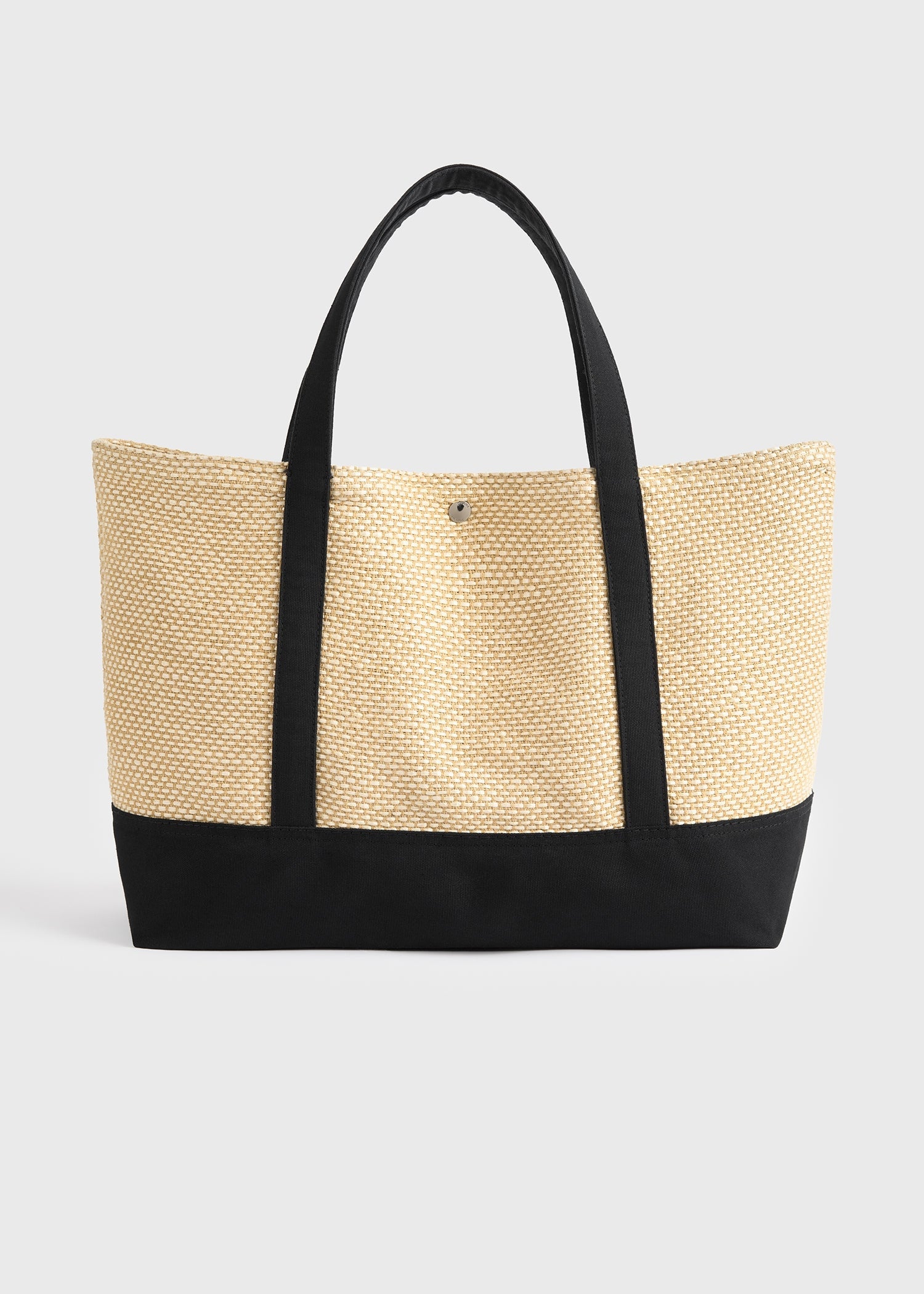 Woven beach tote black/ecru