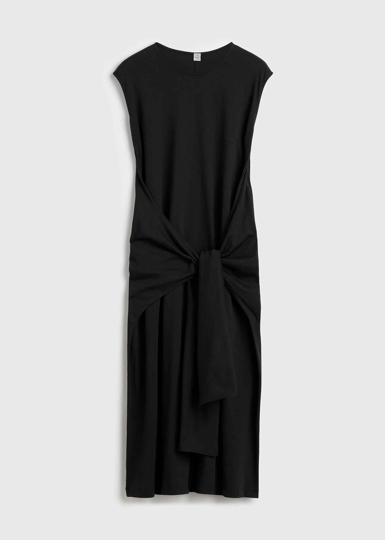 Tie-waist jersey dress black