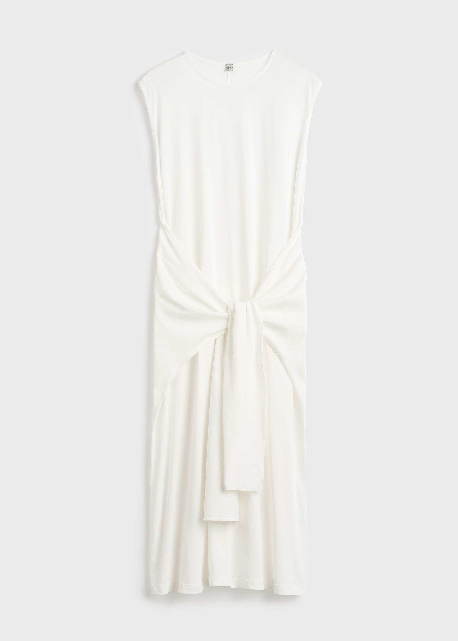 Tie-waist jersey dress off-white