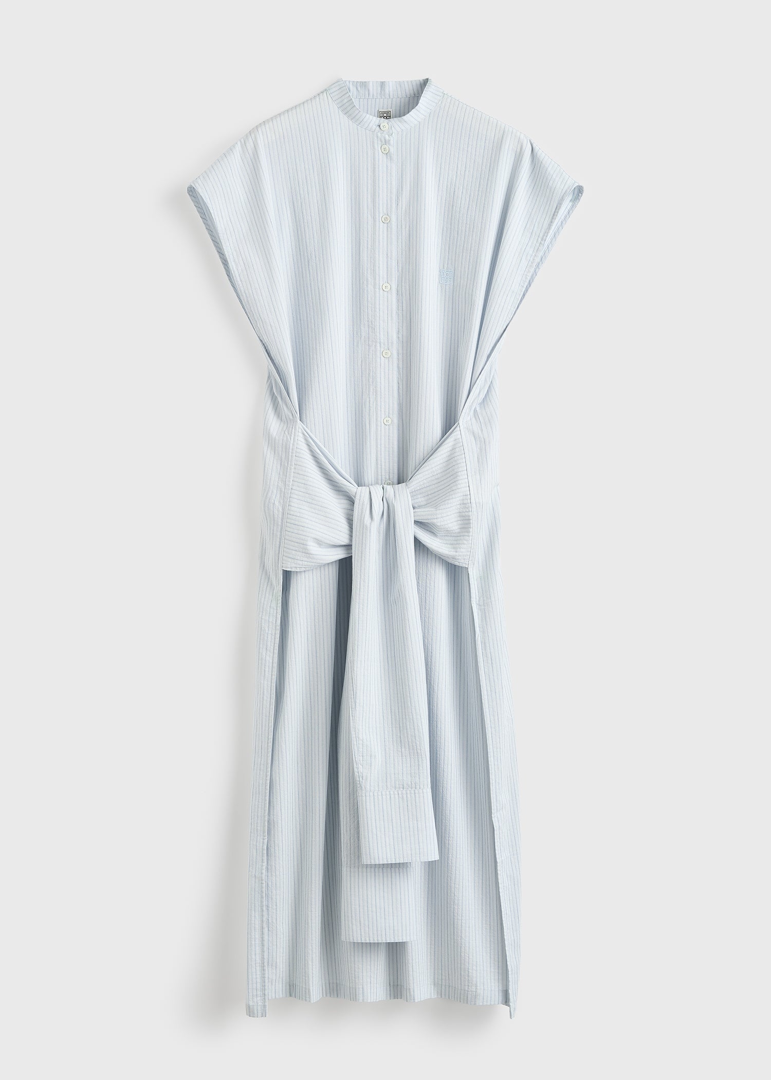Striped tie-sleeve dress blue/white