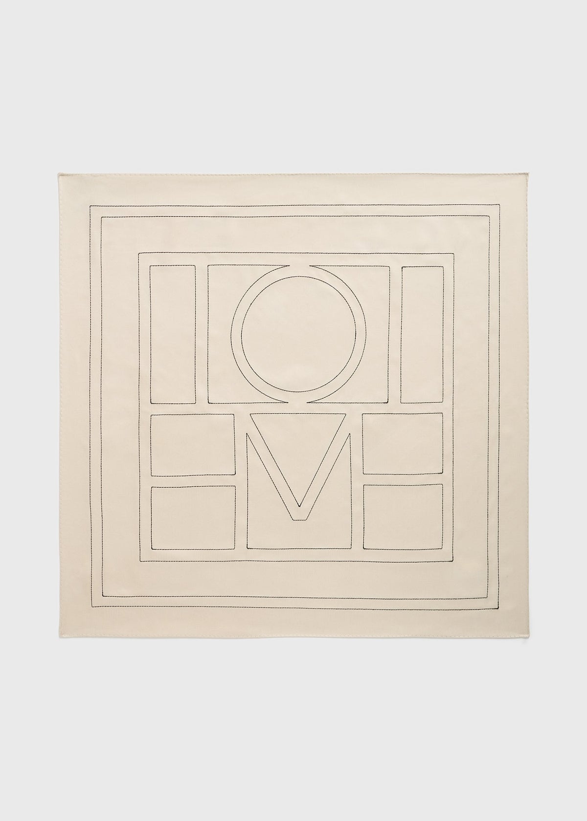 Embroidered monogram silk scarf ivory