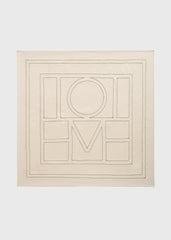Embroidered monogram silk scarf ivory
