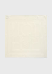 Embroidered monogram silk scarf cream