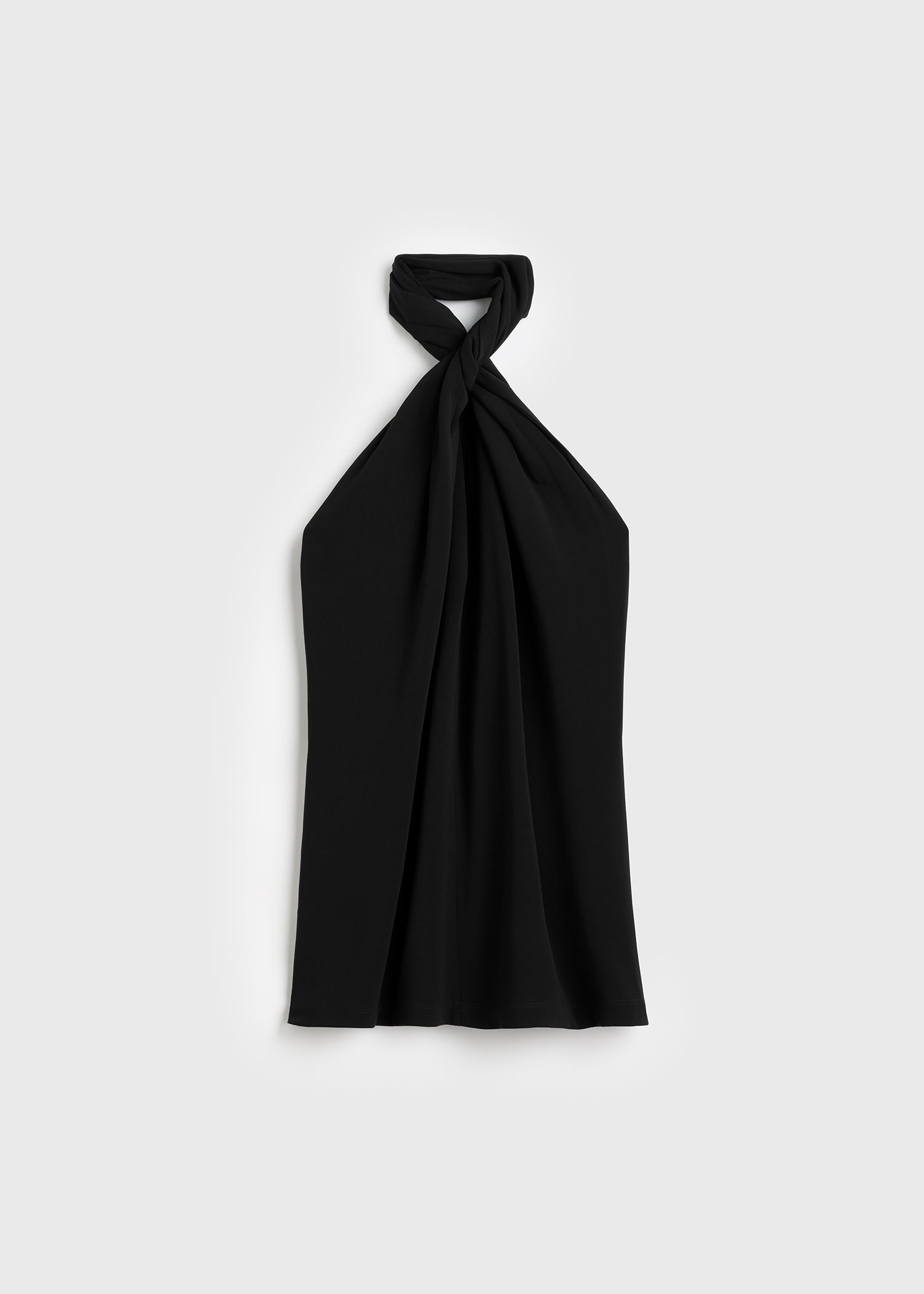 Twisted jersey halter top black