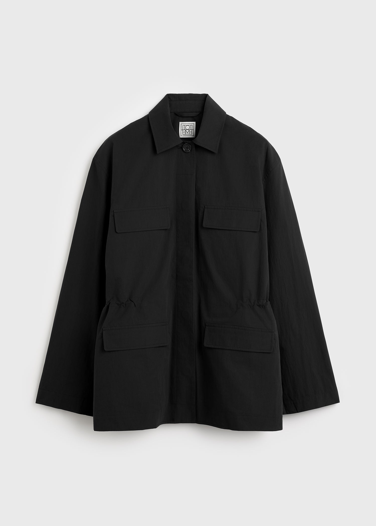 Collared drawstring jacket black