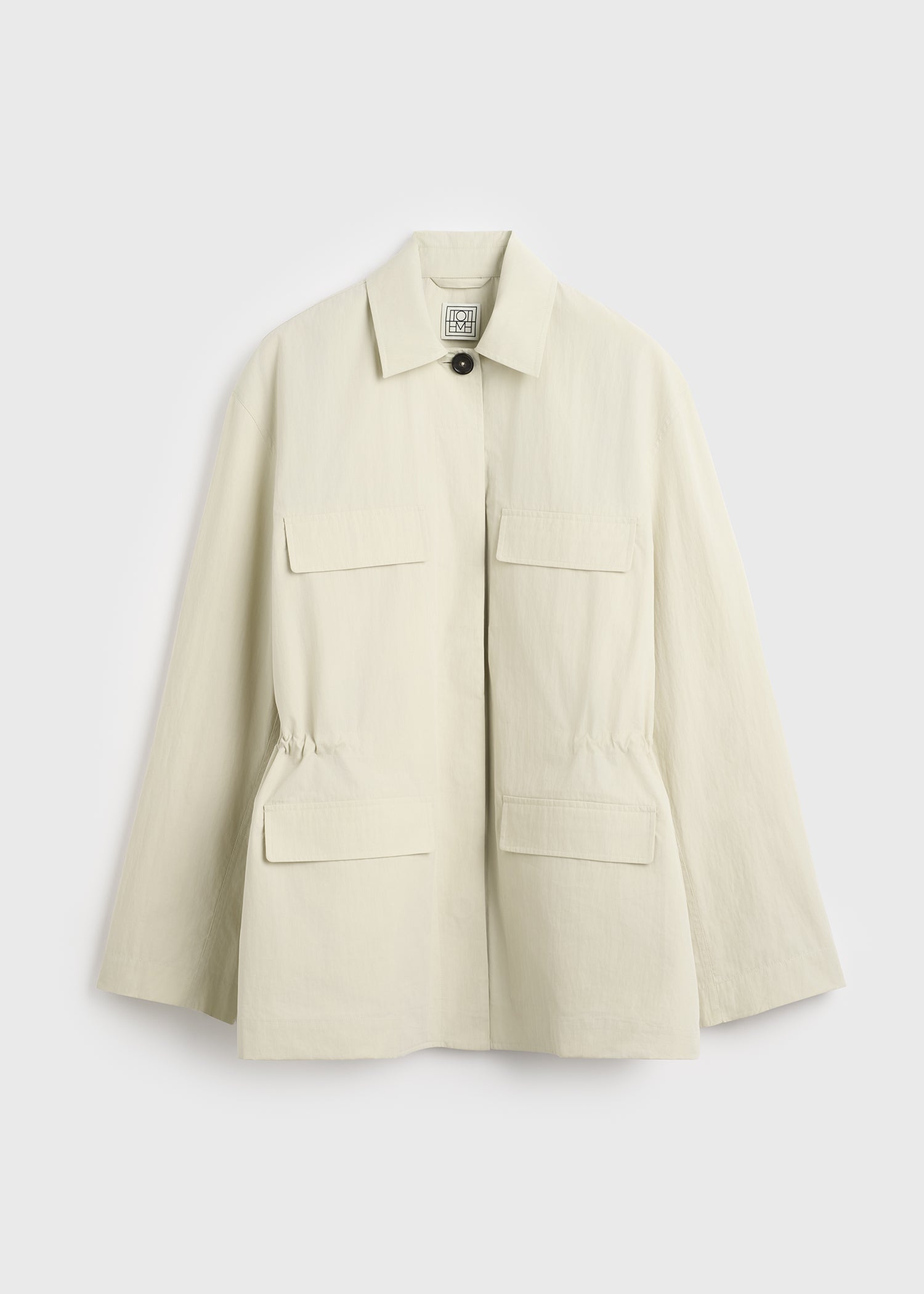 Collared drawstring jacket oyster