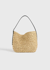 Medium belted paper raffia tote natural